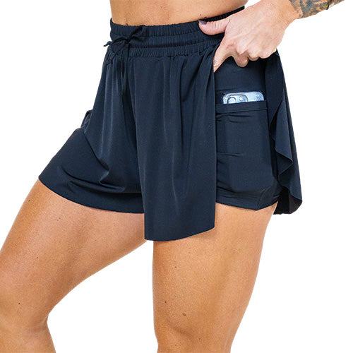 Flowy Shorts for Women - Comfortable High Waist Black Summer Shorts | Casual Wear, Beach, Yoga, Lounge