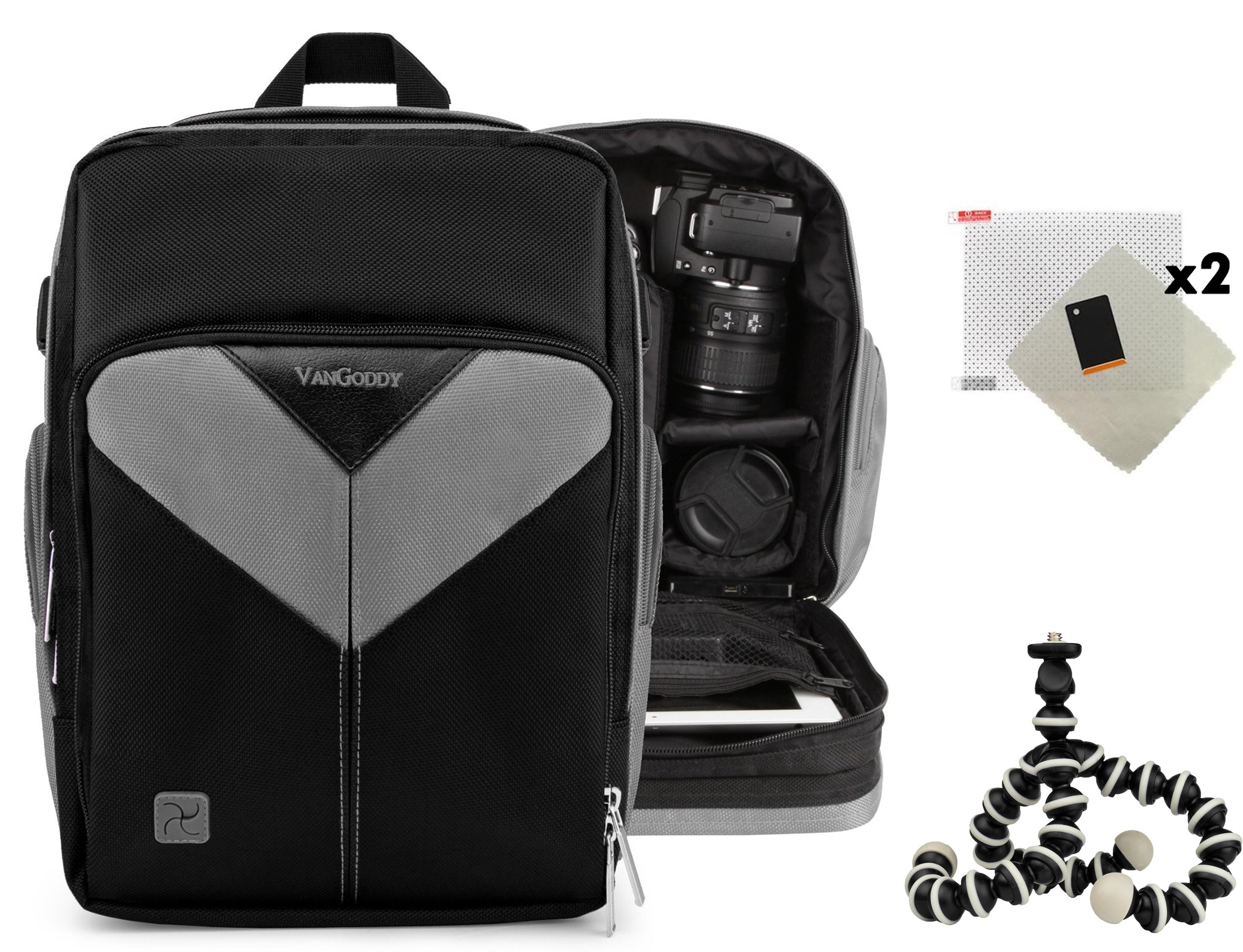 Compact DSLR Camera Backpack for Canon EOS M, 7D, 70D, 700D, Rebel T1i-T5i - Includes Screen Protectors (2 Pack) & Mini Tripod - Perfect for Travel, Hiking & Photography Adventures