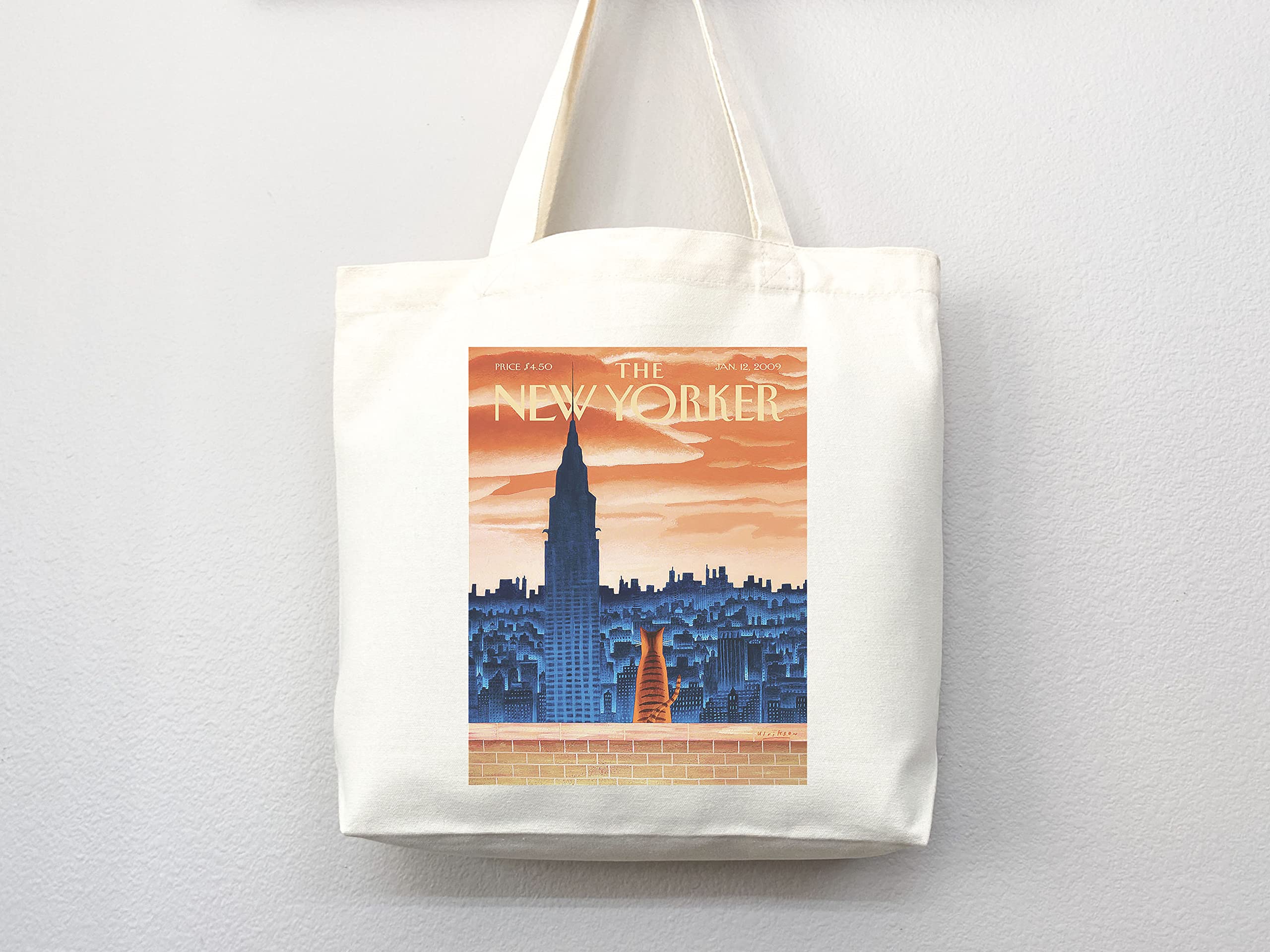 New Yorker Magazine Tote Bag - Stylish Canvas Shopper with Artistic Print for Women - Perfect for Grocery Shopping, Beach Trips & Everyday Use (Tote Bag Only)