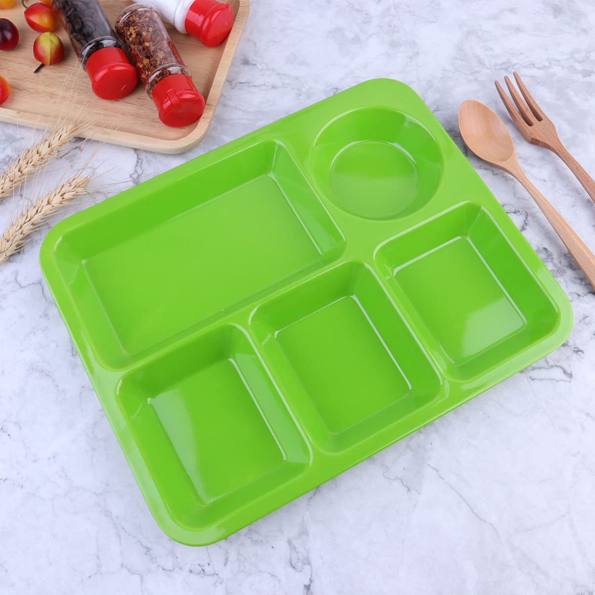 DOITOOL Divided Dinner Plate - Plastic Portion Control Plate with Separators for Healthy Eating, Diet & Meal Prep - Microwave Safe Rectangular Dish for Kitchen, Office & Dorm Use