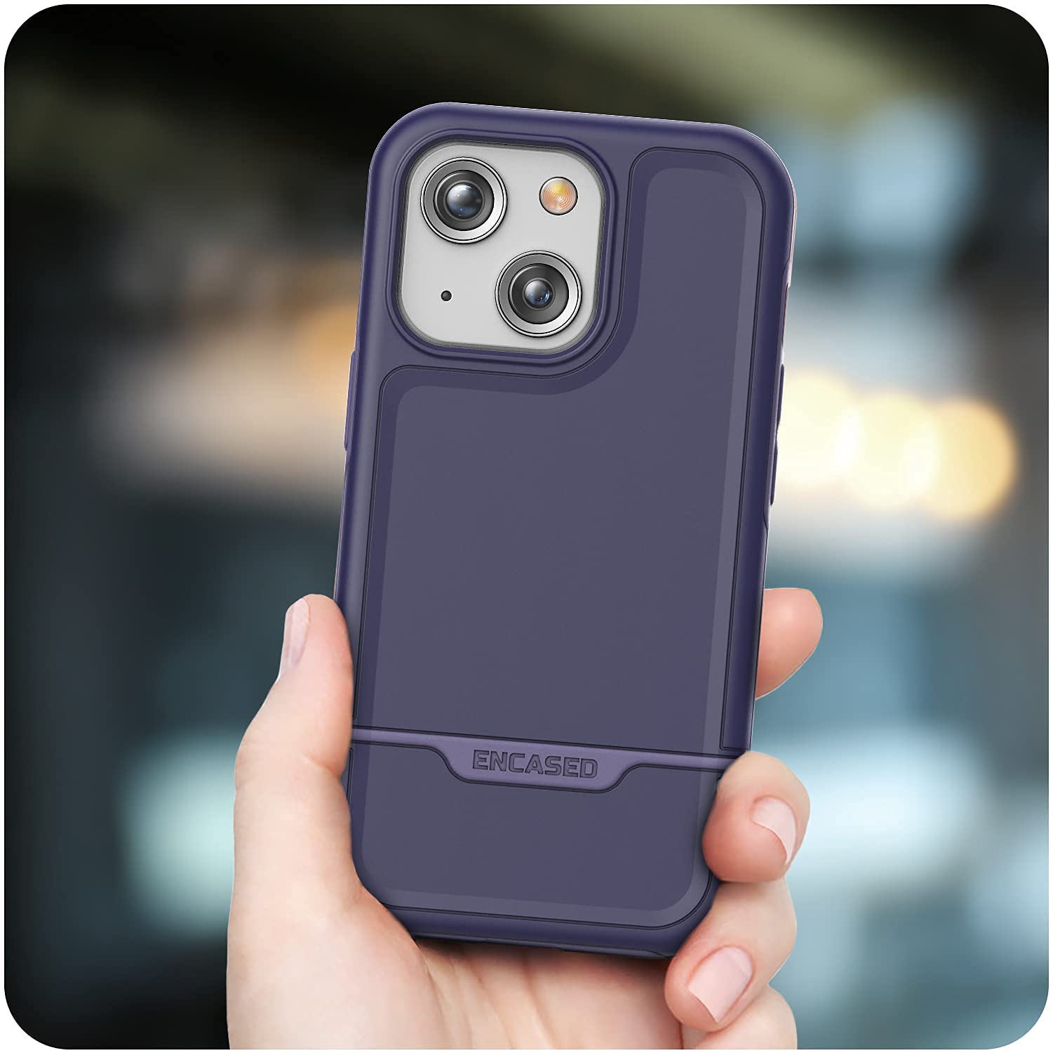 ENCASED Rebel Series Shockproof Protective Case for iPhone 13 - Slim Fit, Military-Grade Drop Protection, Anti-Scratch Cover (Purple) - Perfect for Outdoor Activities, Travel & Daily Use