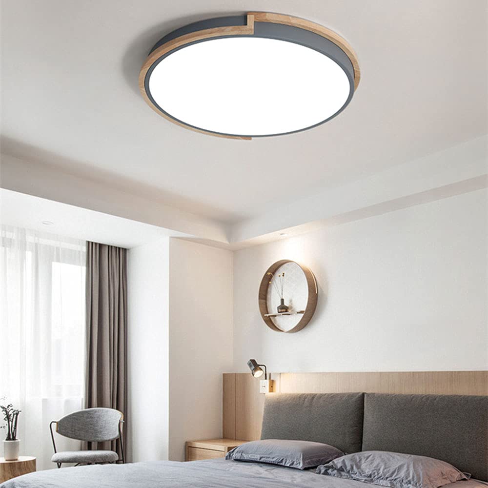 Ultra-Thin Round LED Ceiling Light Fixture - Modern Flush Mount White Light for Bedroom, Living Room, Balcony & Corridor - Energy Efficient Wood & Metal Design for Home & Office Lighting