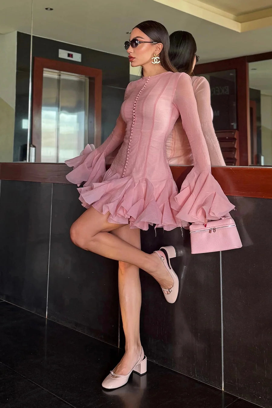 JOCELYN Ruffled Mini Dress for Women - Floral Summer Party Dress, Elegant Cocktail Dress for Weddings, Dates & Special Occasions