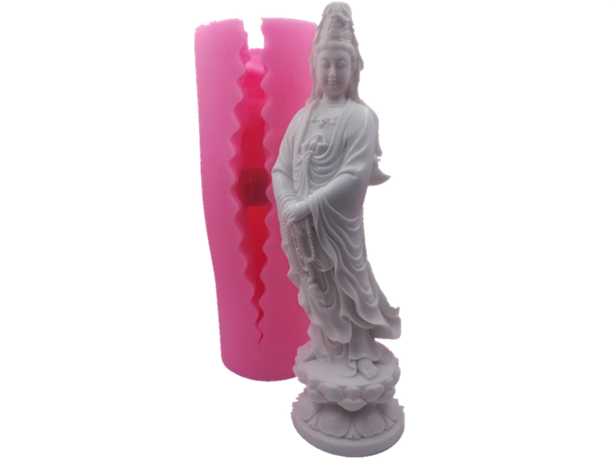 Large Buddha Avalokitesvara Silicone Candle Mold for Wax, Aroma, Gypsum, Plaster, Ceramic & Resin Crafts (9.9 x 30 cm) - Perfect for DIY Home Decor, Meditation Spaces & Spiritual Gifts