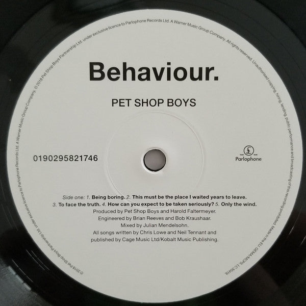 Pet Shop Boys - Behaviour LP Vinyl Record Album (Reissue, Remastered, 180g) - Near Mint (NM/M) Condition - Perfect for Collectors & Audiophiles
