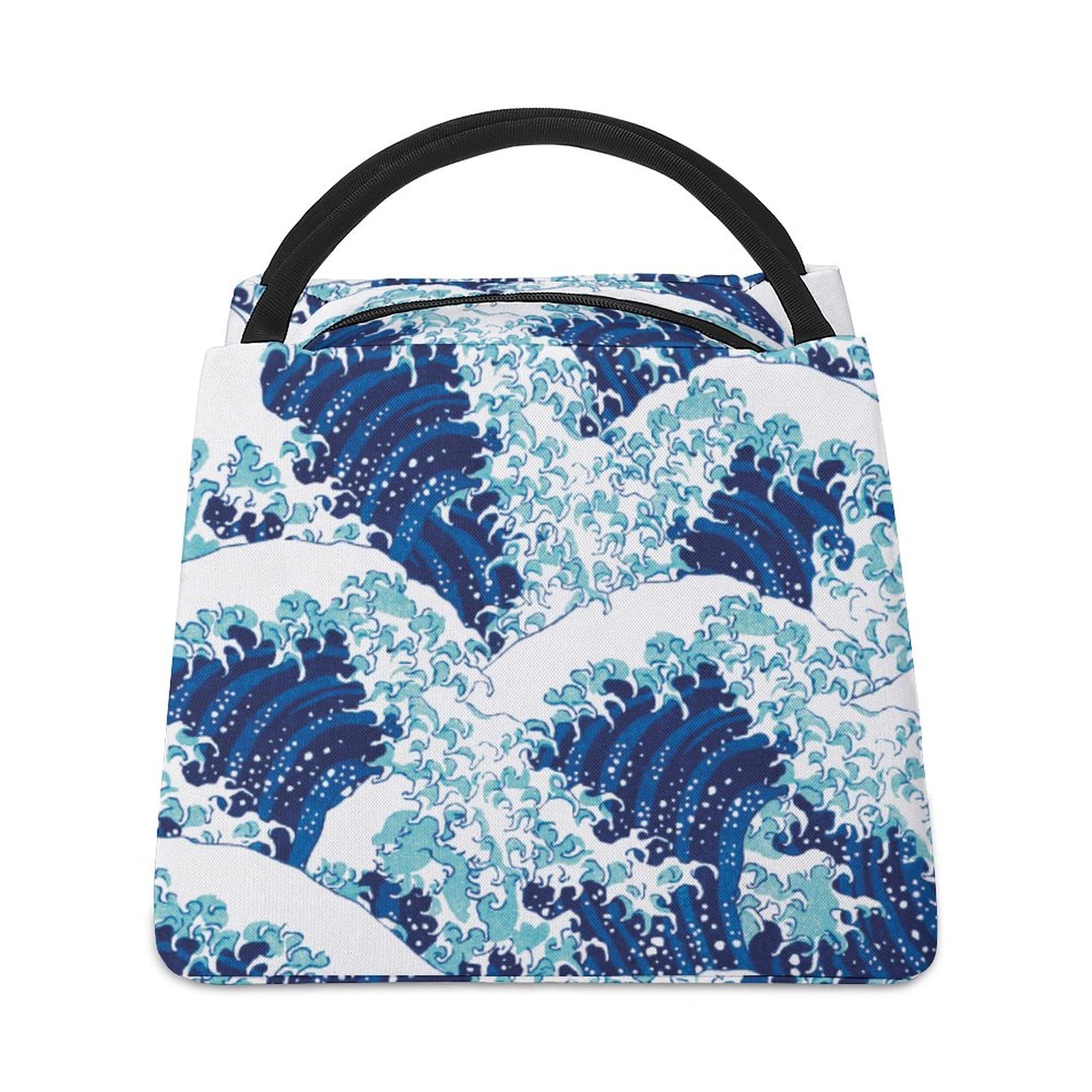 Insulated Reusable Lunch Bag with Japanese Ukiyo-e Print - Eco-Friendly Tote for Office, School & Picnic - Perfect for Work, Outdoor Activities & Daily Commute