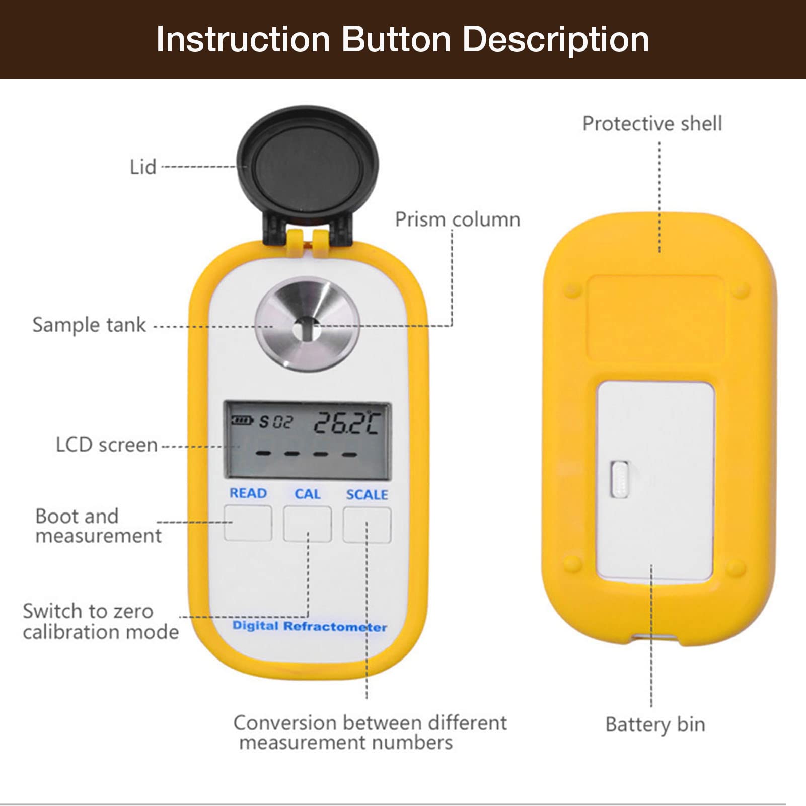 Digital Coffee Refractometer with BRIX Display - Dual Measurement Modes for Coffee, Sugar Drinks & Total Dissolved Solids | Perfect for Baristas, Home Brewing & Coffee Quality Testing