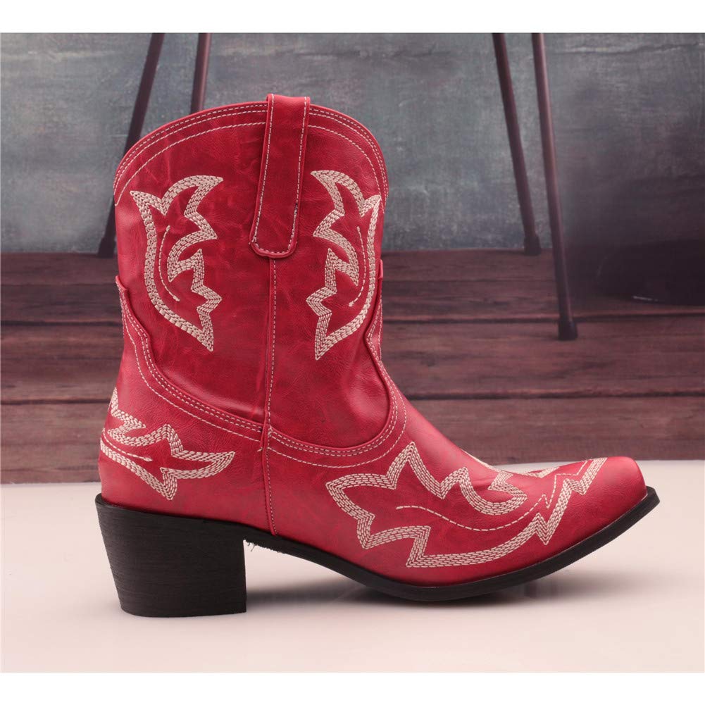 SO SIMPOK Women's Classic Cowgirl Boots - Retro Western Ankle Boots with Embroidered Design for Ladies | Perfect for Country Dancing, Rodeo Events & Vintage Fashion Outfits