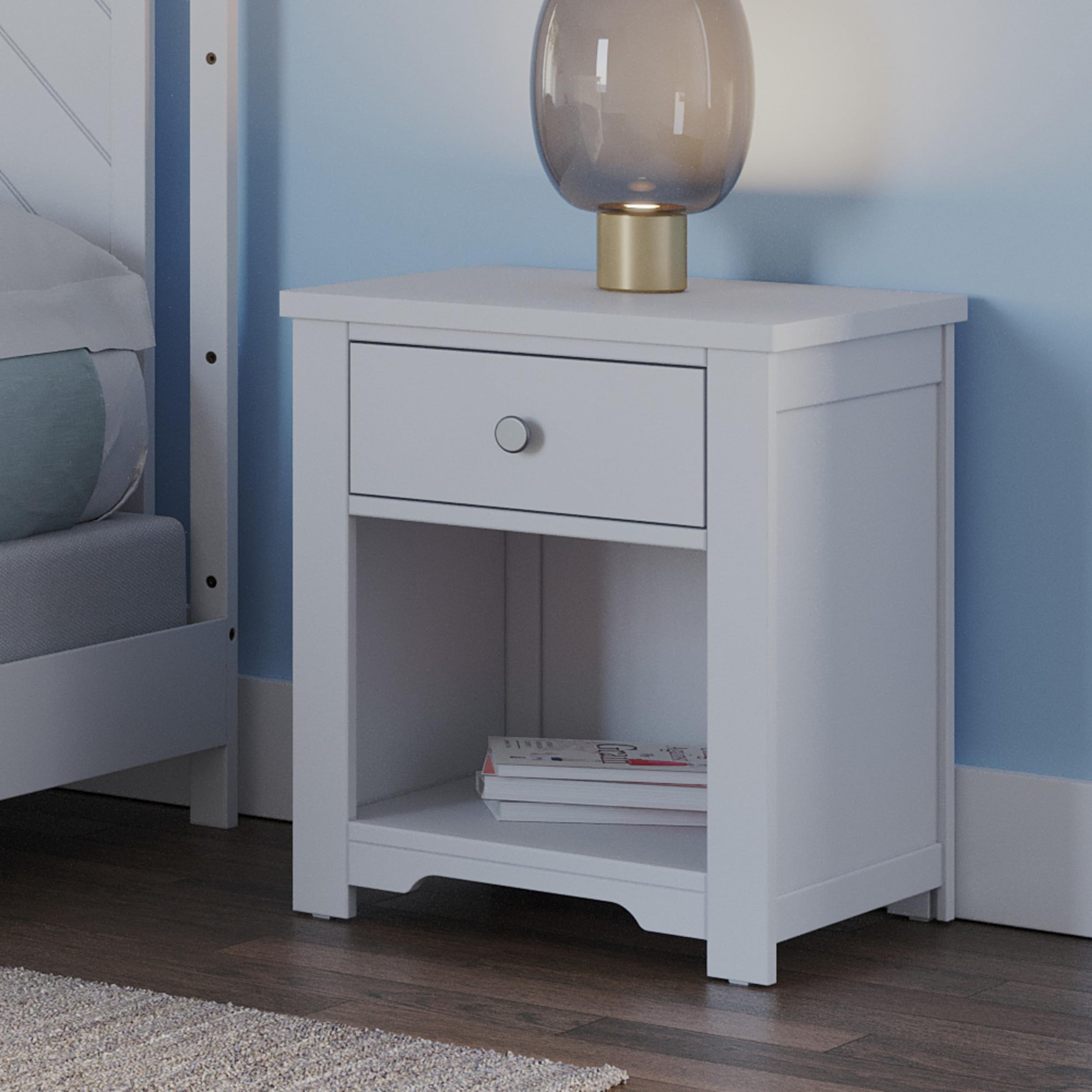 Child Craft Harmony Nightstand - Matte White Finish, Modern Kids Bedroom Furniture, Sturdy & Safe for Toddlers - Perfect for Bedside Storage, Reading Nook, or Nursery Decor