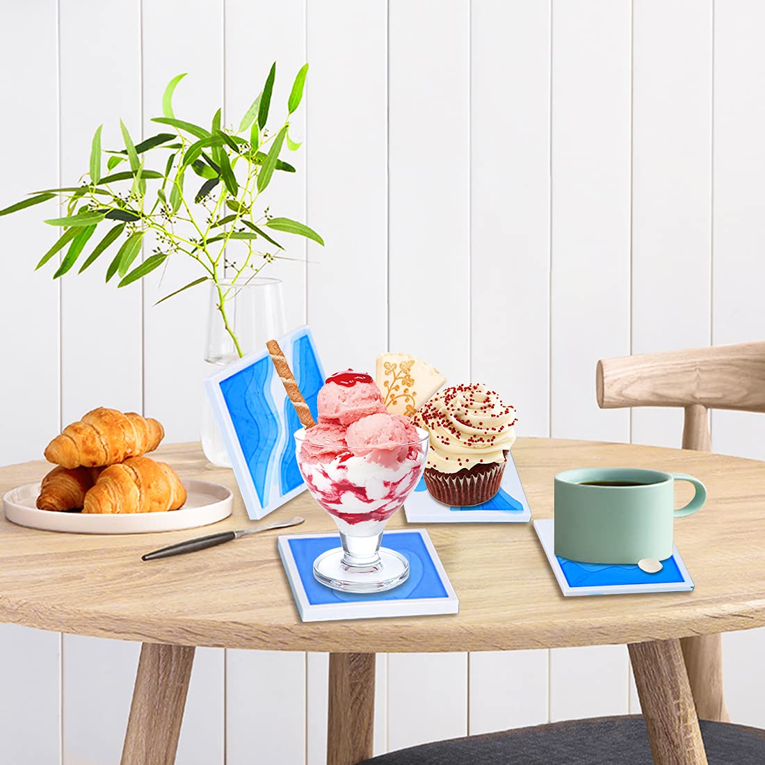Voyyphixa 4-Piece Square Silicone Resin Coaster Molds for DIY Epoxy Resin Projects - Perfect for Making Sea Cup Mats, Candle Holders, Soap Dishes & Home Decor (Island Themed Coasters) - Ideal for Crafting, Home Decor & Gift Making
