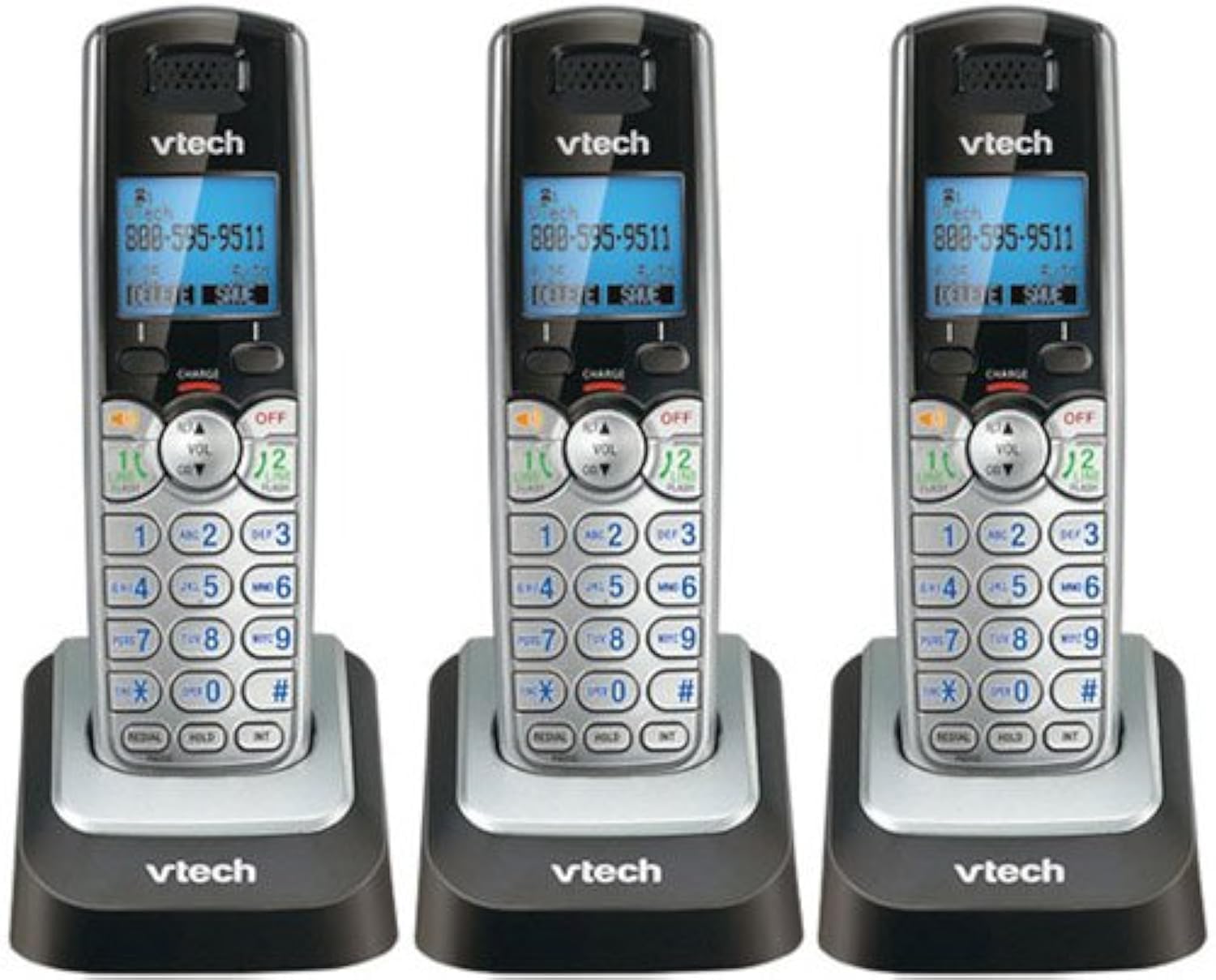 Vtech DS6101 Two-Line Cordless Accessory Handset for DS6151 (3 Pack) - Expand Your Business Phone System for Office & Home Use