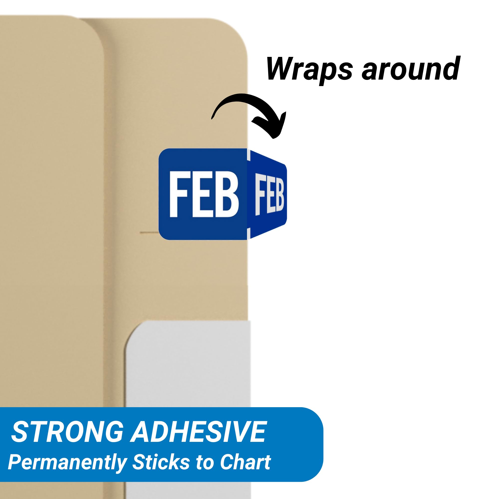 Dark Blue File Folder Month Labels - February Tab Stickers (1/2