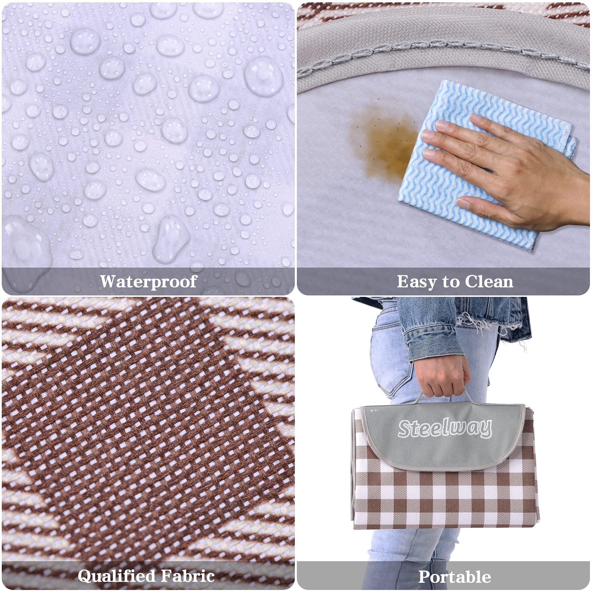 118''x59'' Extra Large Waterproof Sandproof Picnic Blanket - Foldable Outdoor Beach Mat for Travel, Park, Grass, Camping & Family Picnics | Perfect for Beach Days, Park Outings & Backyard Gatherings