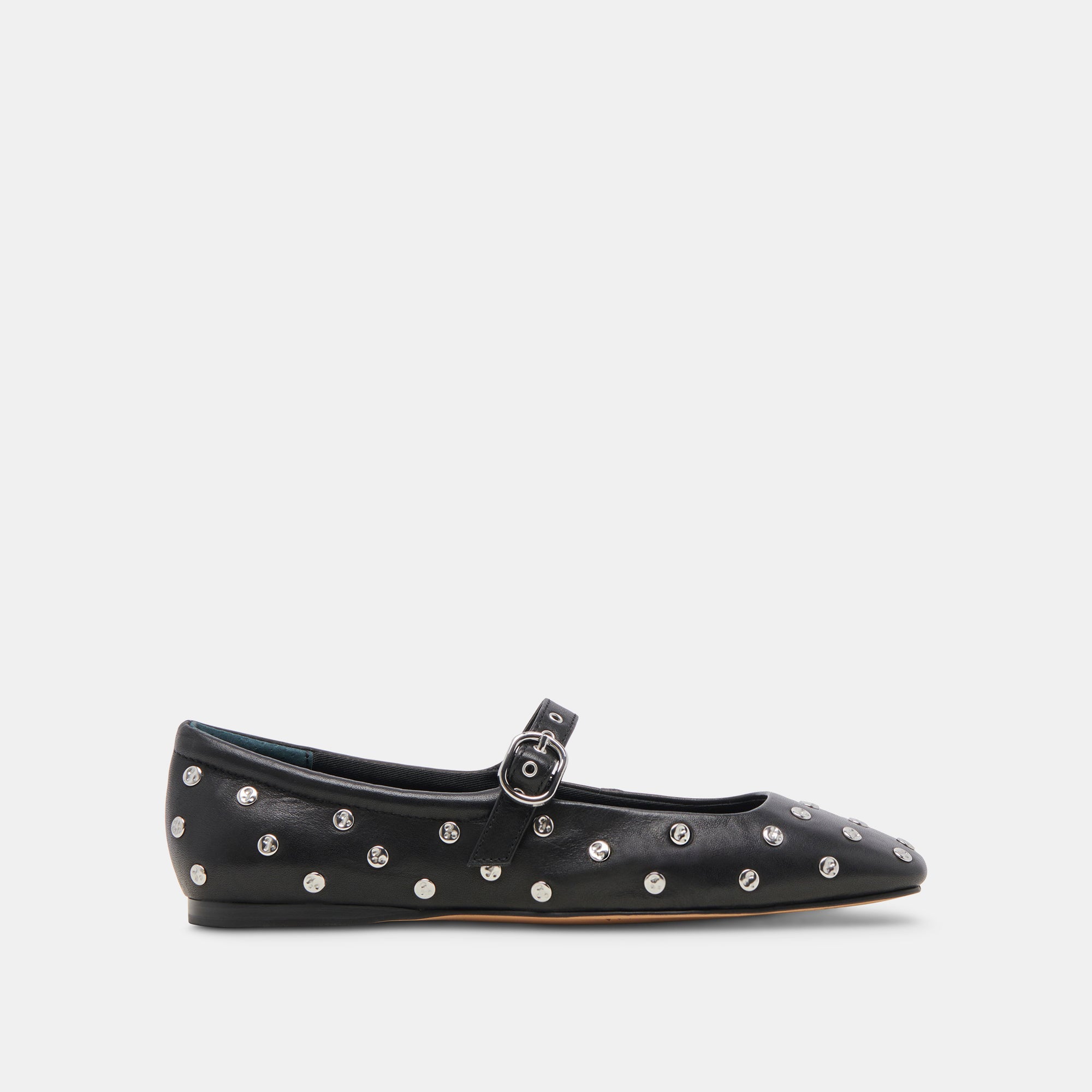 Reyes Stud Ballet Flats for Women - Black Leather Pointed Toe Comfortable Shoes for Work, Party & Casual Wear
