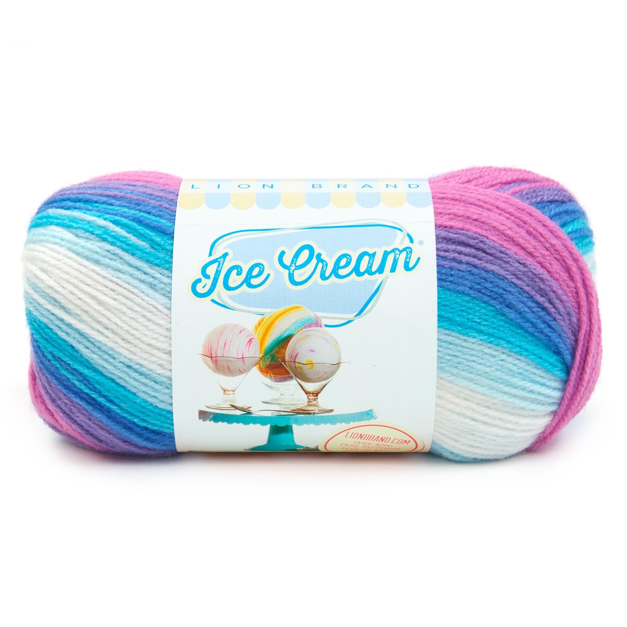 Lion Brand Yarn - 1 Skein Ice Cream Baby Yarn in Moon Mist (1182 Feet) | Soft Acrylic Yarn for Knitting & Crocheting Baby Blankets, Hats & Scarves