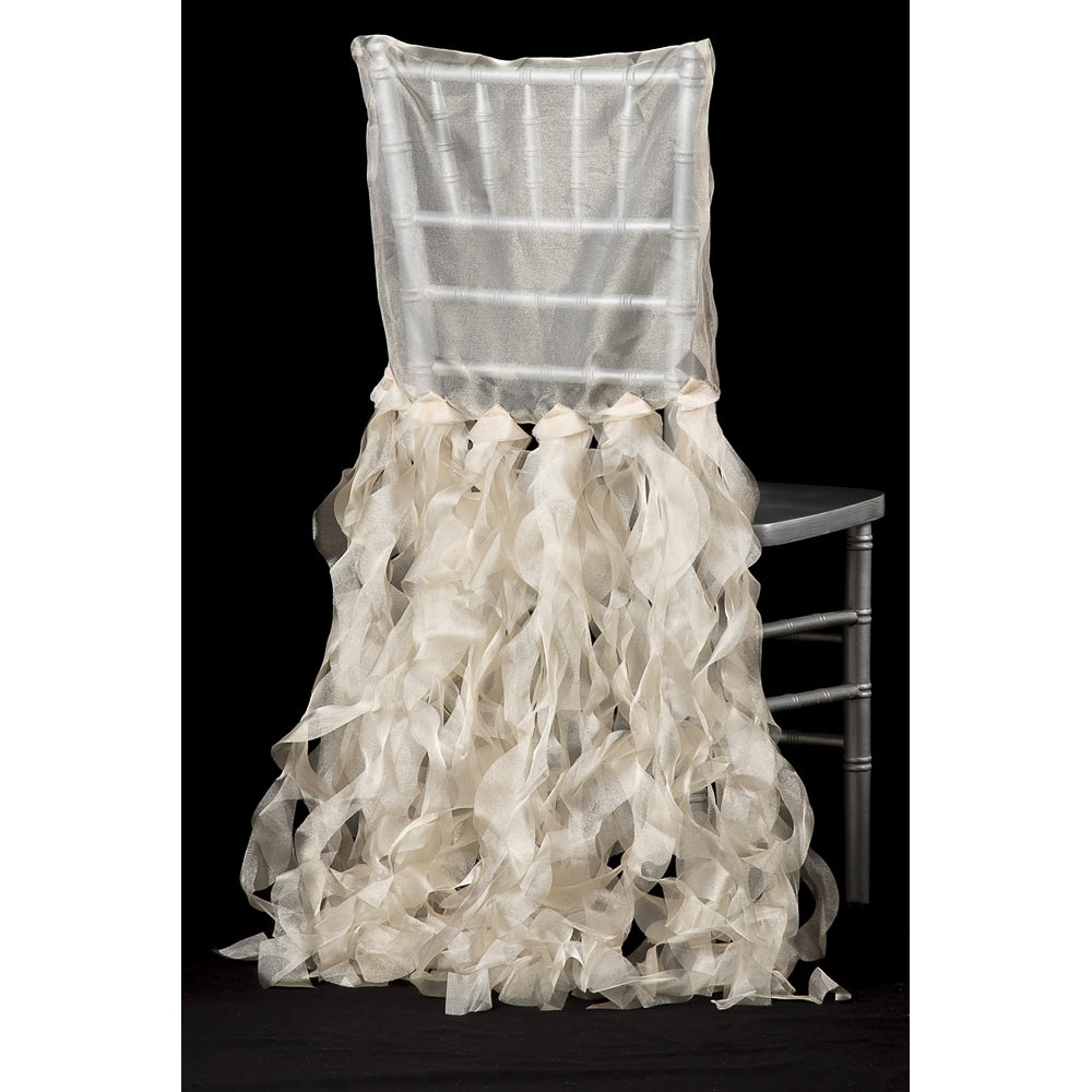 Elegant Champagne Curly Willow Chiavari Chair Slipcover - Perfect for Weddings, Banquets & Special Events