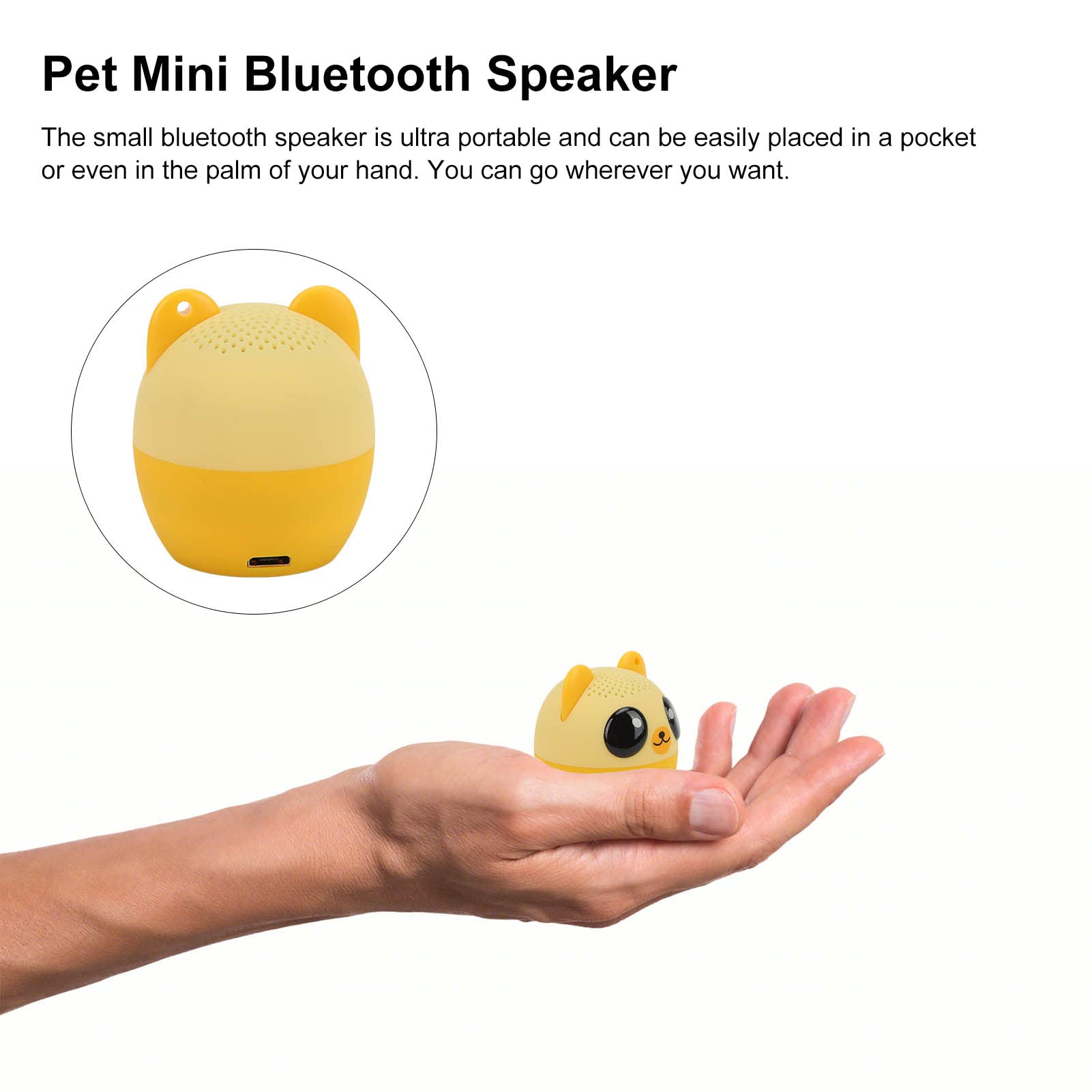 Pet Mini Speaker - Compact Bear Wireless Speaker with Selfie Function, Portable Bluetooth Speaker for Kids, Home, Travel, and Outdoor Adventures