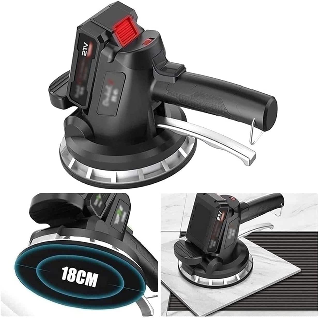 Electric Tile Leveling Machine - Portable Ceramic Tile Laying Tool with Lithium Battery (1 or 2 Batteries) for DIY Home Renovation & Professional Floor Installation