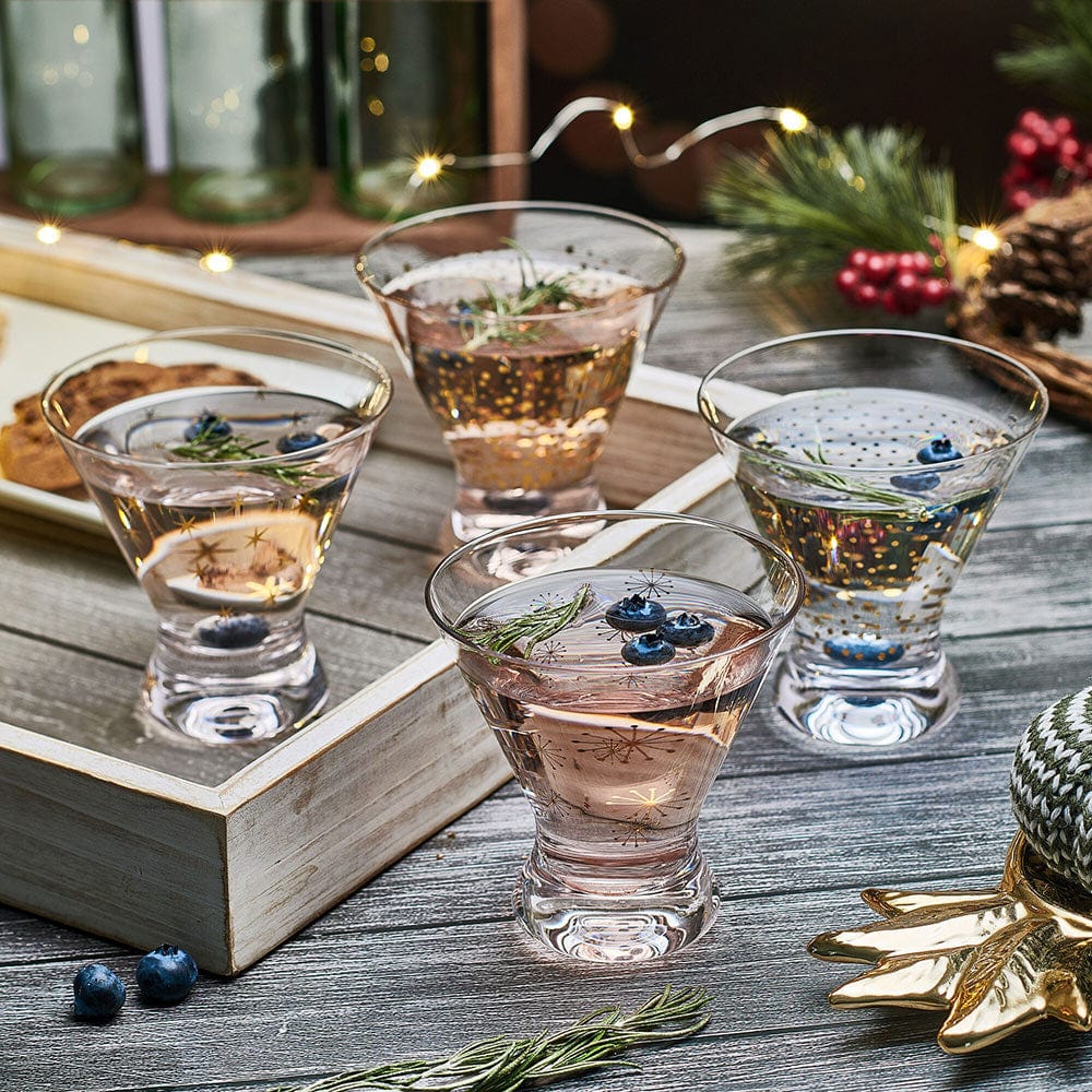 4-Pack Stemless Martini Glasses for Cocktails - Shatterproof Barware Set for Home Parties, Wedding Receptions & Cosmopolitan Drinks
