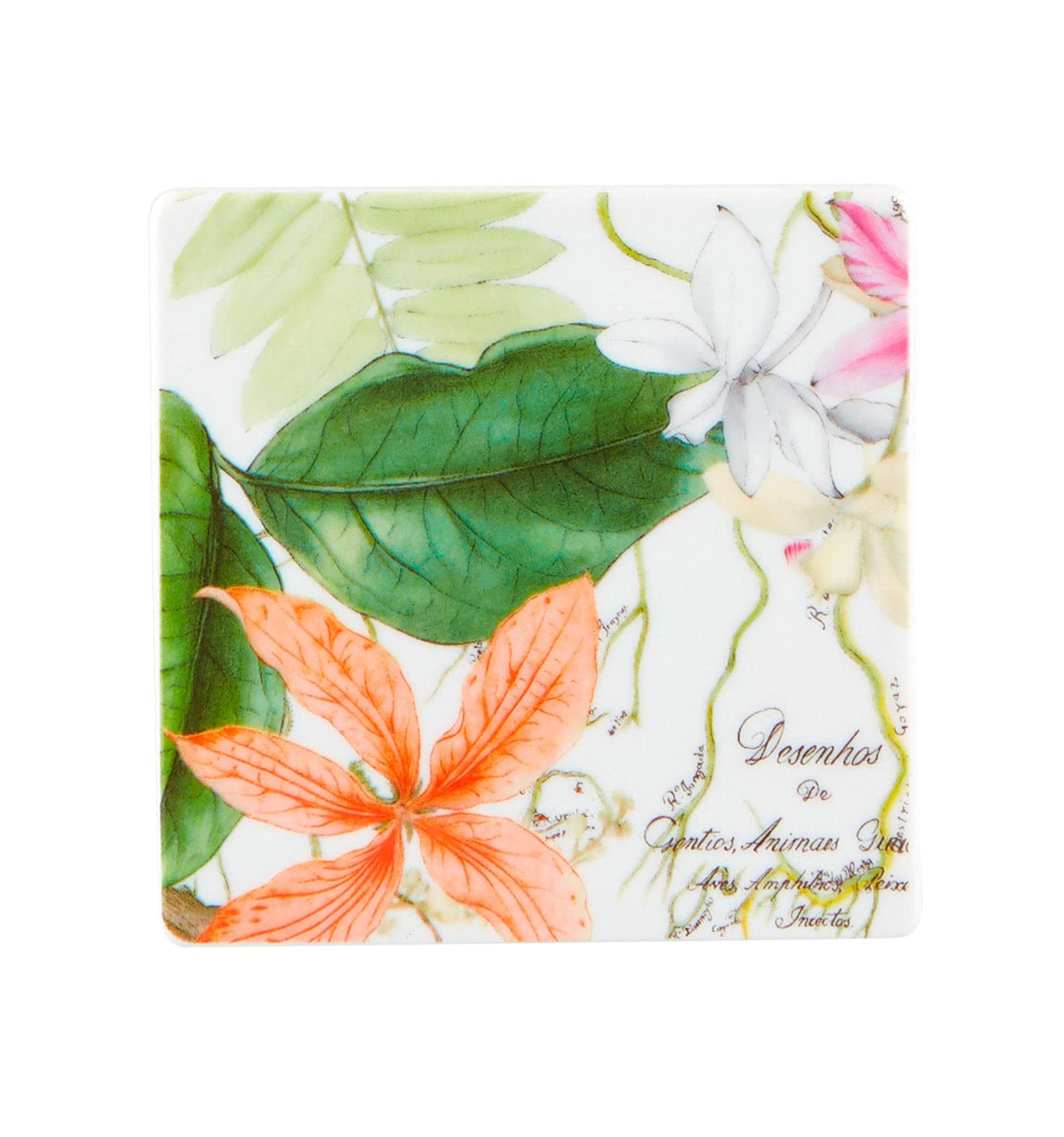 Vista Alegre Amazonia Set of 4 Absorbent Coasters - Tropical Leaf Design for Coffee Tables, Dining Tables & Home Decor