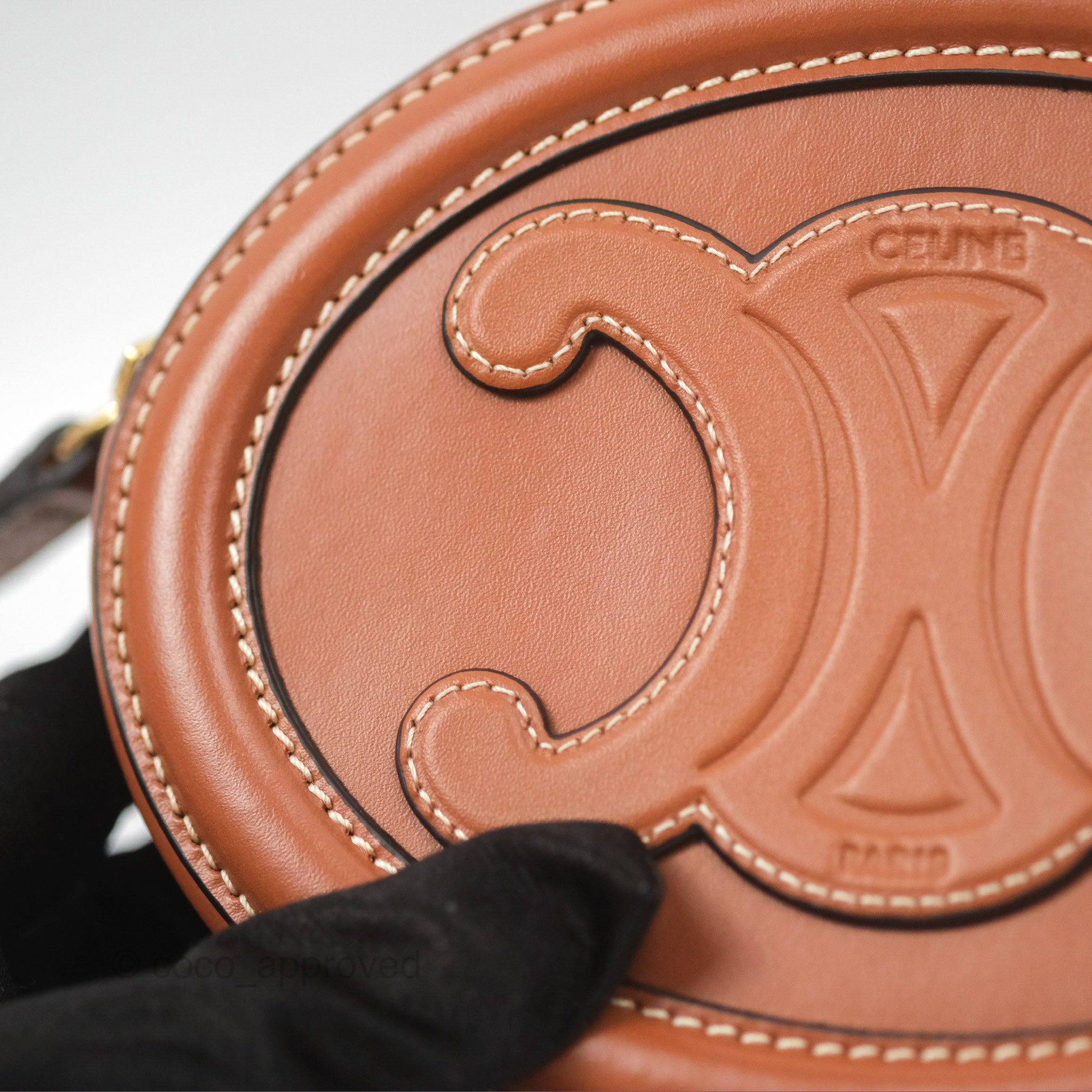Celine Triomphe Oval Bag in Tan Calfskin Leather - Luxury Crossbody Handbag for Women, Perfect for Work, Date Night & Travel