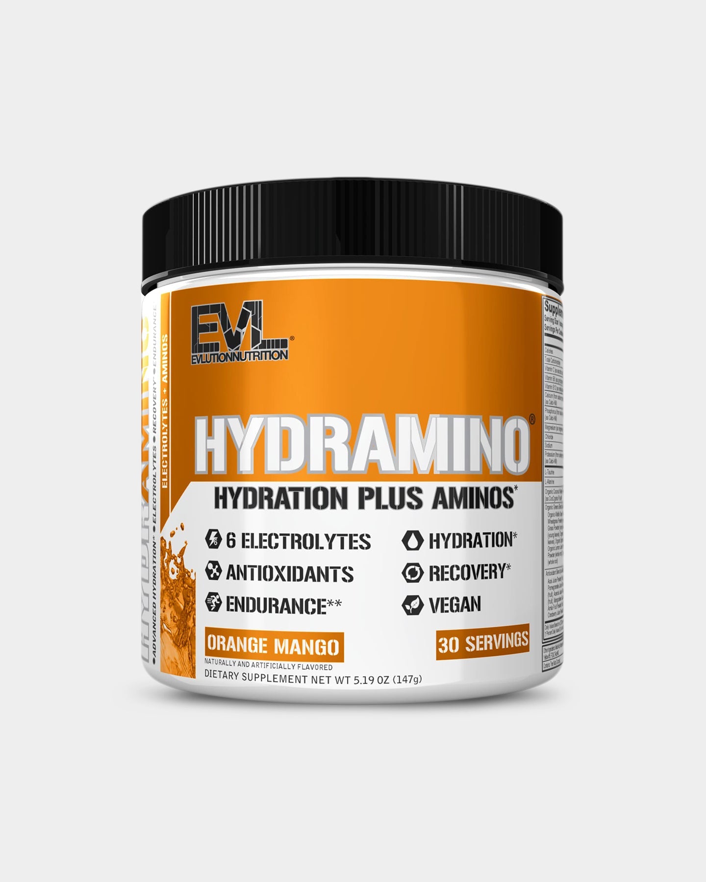 EVLUTION NUTRITION HYDRAMINO Electrolytes + Amino Acids Supplement - Hydration & Recovery Drink Mix for Athletes, Workout & Post-Exercise | Lemon Lime Flavor