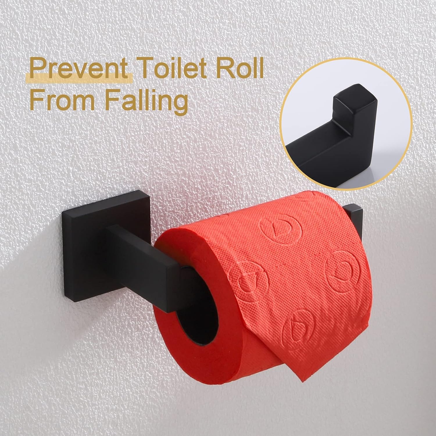 Stainless Steel Toilet Paper Roll Holder - 304 Grade Wall Mount Tissue Stand for Bathroom & Kitchen - Matte Black Home Accessory for Modern Decor