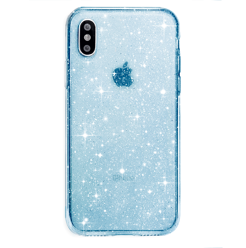 Blue Stardust Glitter iPhone Case - Shatterproof Protective Cover for iPhone 13/14/15 Pro Max - Sparkly Glitter Phone Case for Women Girls - Perfect for Parties, Travel & Everyday Use