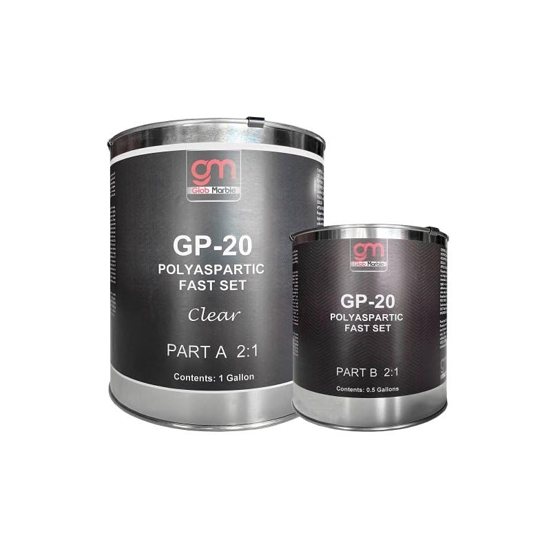 1.5 Gallon Polyaspartic Concrete Sealer GP-20 - High Gloss Fast-Curing Protective Floor Coating for Garages, Basements & Driveways | Durable Polyaspartic Top Coat for Indoor/Outdoor Use