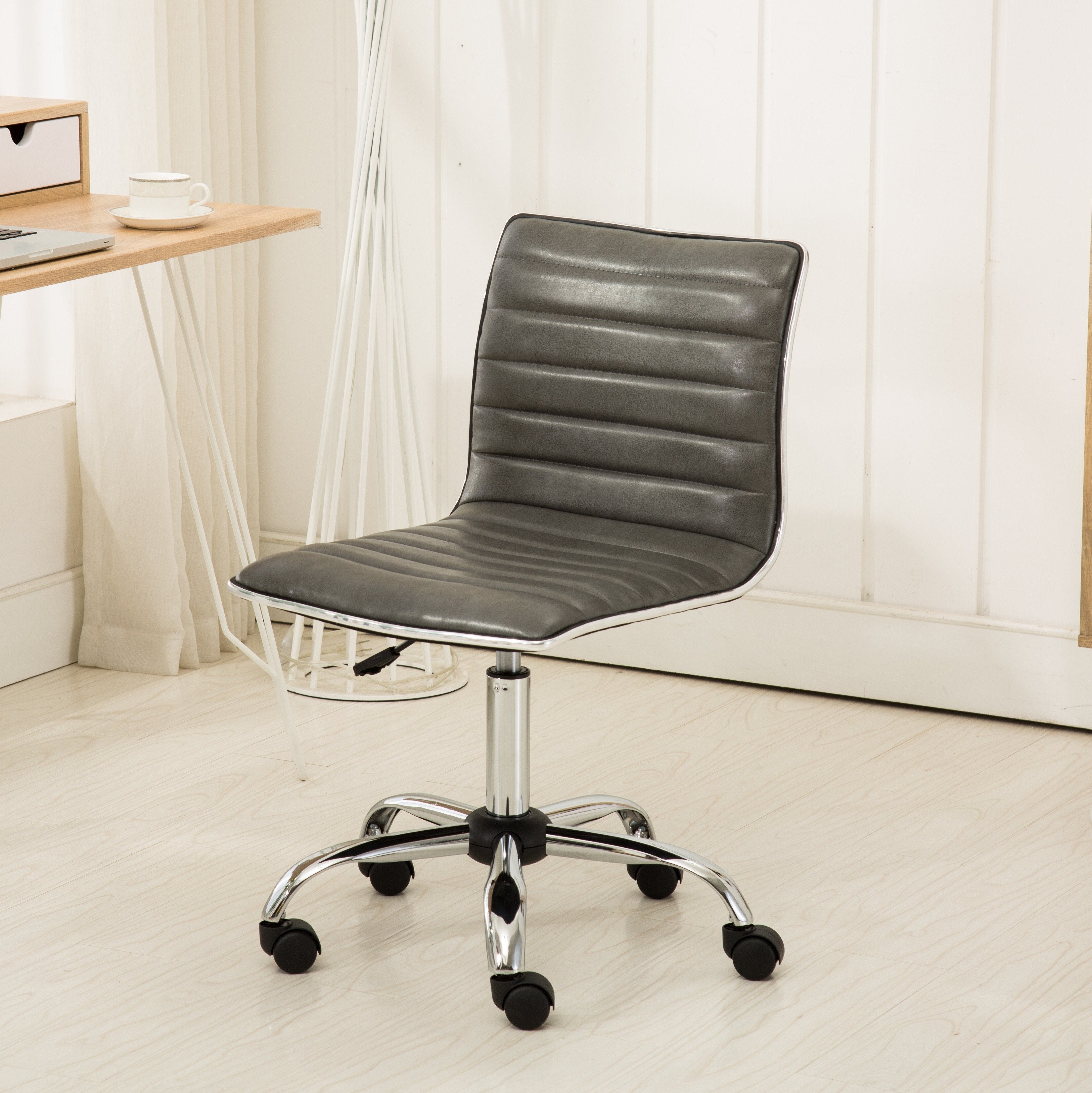 Roundhill Furniture Fremo Chromel Adjustable Air Lift Office Chair with Lumbar Support - Ergonomic Mesh Back & Seat, Gray - Perfect for Home Office, Gaming & Workspace Comfort