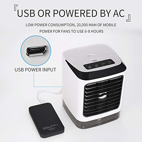 TOPCHANCES USB Portable Air Conditioner - Mini Cooling Fan with Water Humidifier, Personal Desktop Cooler for Home, Office, Bedroom & Travel Use
