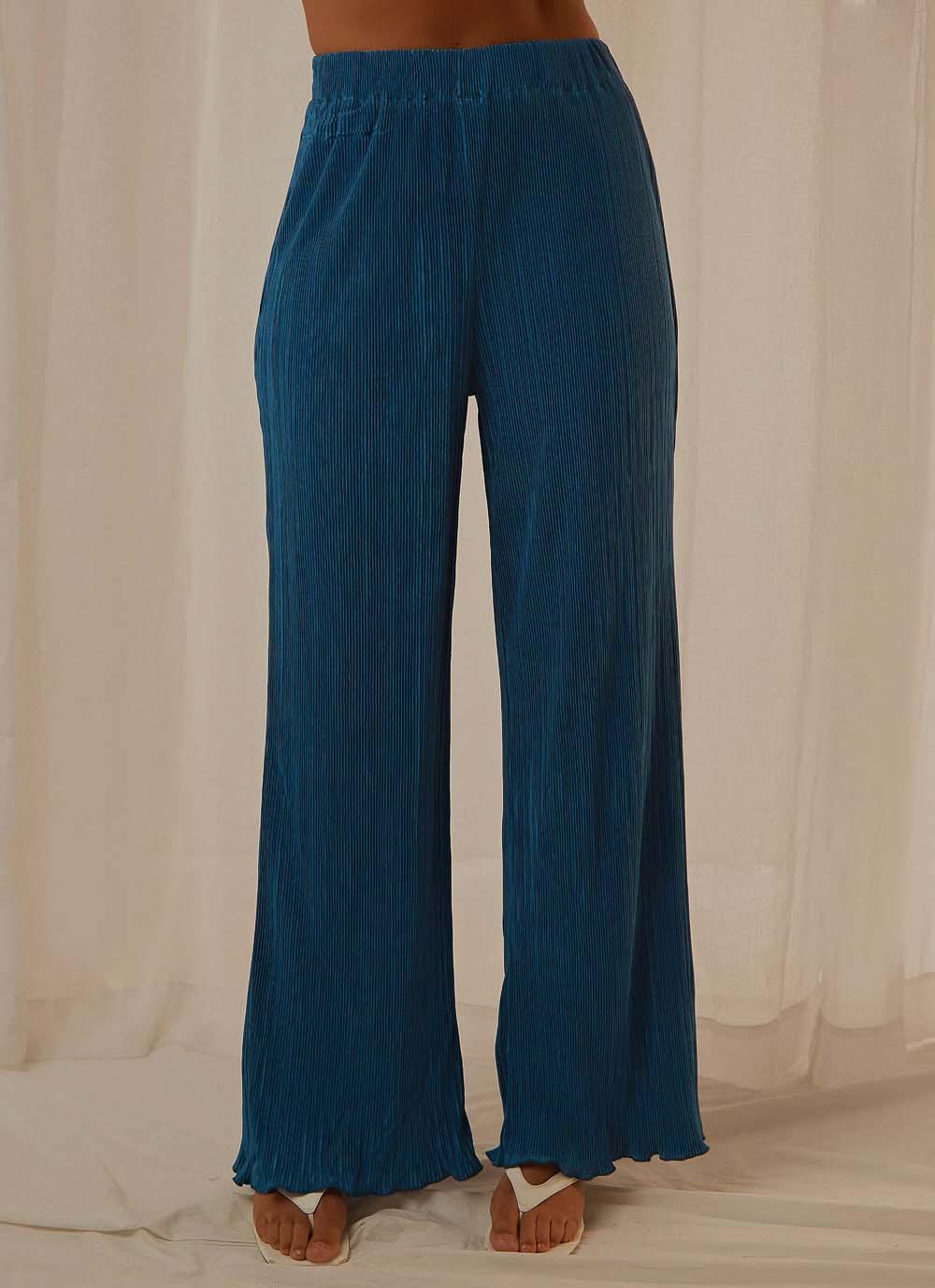 90s Muse Pants - Vintage High Waisted Wide Leg Trousers in Cobalt Blue | Retro Fashion for Women | Perfect for Casual Wear, Office Outfits & 90s Theme Parties