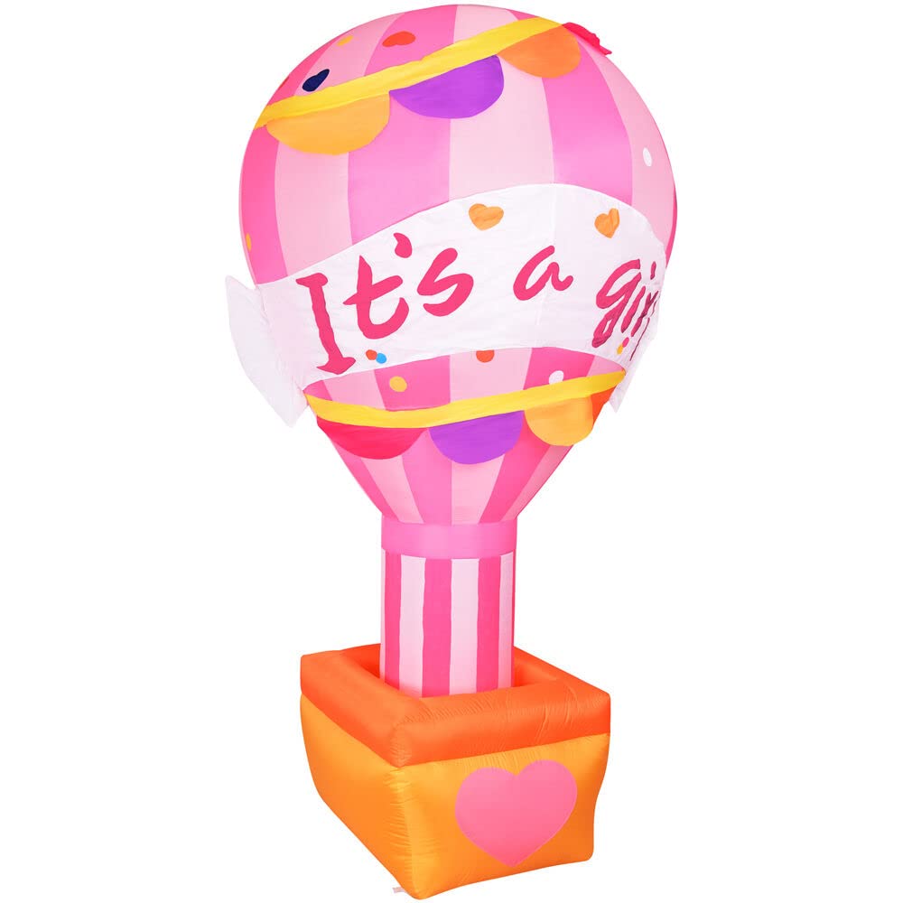 Fraser Hill Farm 10-Ft Inflatable 'It's a Girl' Balloon Sign with LED Lights - Outdoor Blow-Up Party Decor for Baby Showers, Gender Reveals & Celebrations - Includes Blower, Stakes, Ropes & Storage Bag - Perfect for Backyard Parties & Special Events