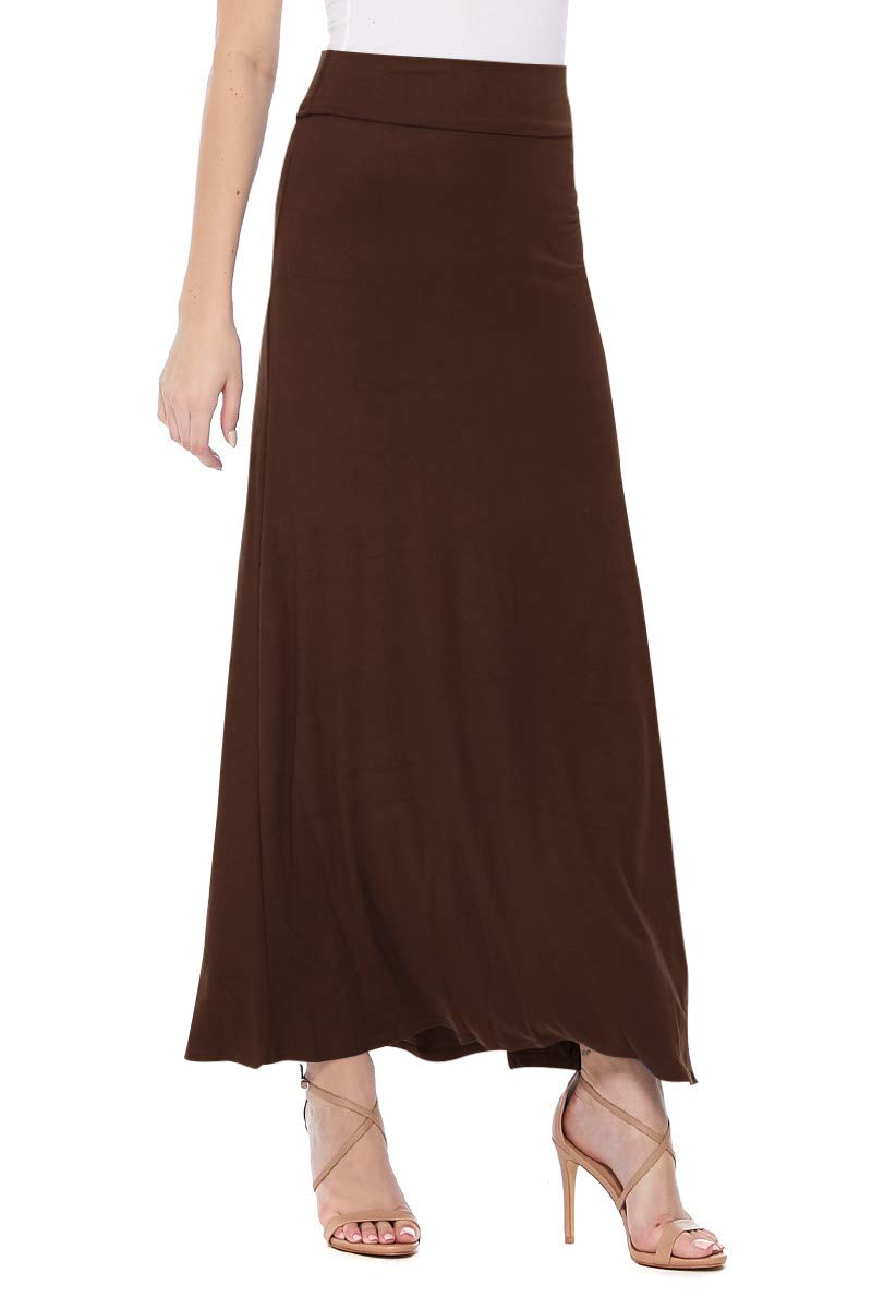 FashionJOA Women's Stretchy Flowy Maxi Skirt with Elastic Waistband - Comfortable & Stylish Summer Beach Dress for Casual Outings, Vacations & Boho Fashion