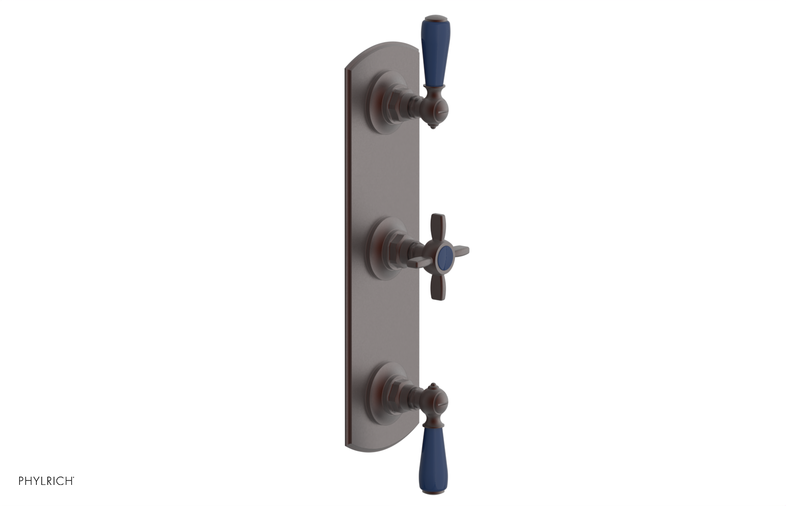 Jamestown Thermostatic Shower Valve with Dual Volume Control - Navy Blue Accents (Model 4-740) for Modern Bathroom & Spa Experience