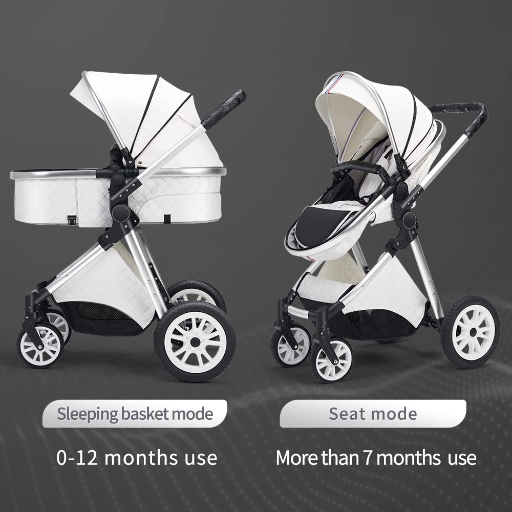 Premium Baby Stroller with Bassinet - Lightweight Foldable Newborn Pram for 0-6 Months (Black) | Perfect for Walks, Shopping & Travel | Safe & Comfortable Infant Stroller