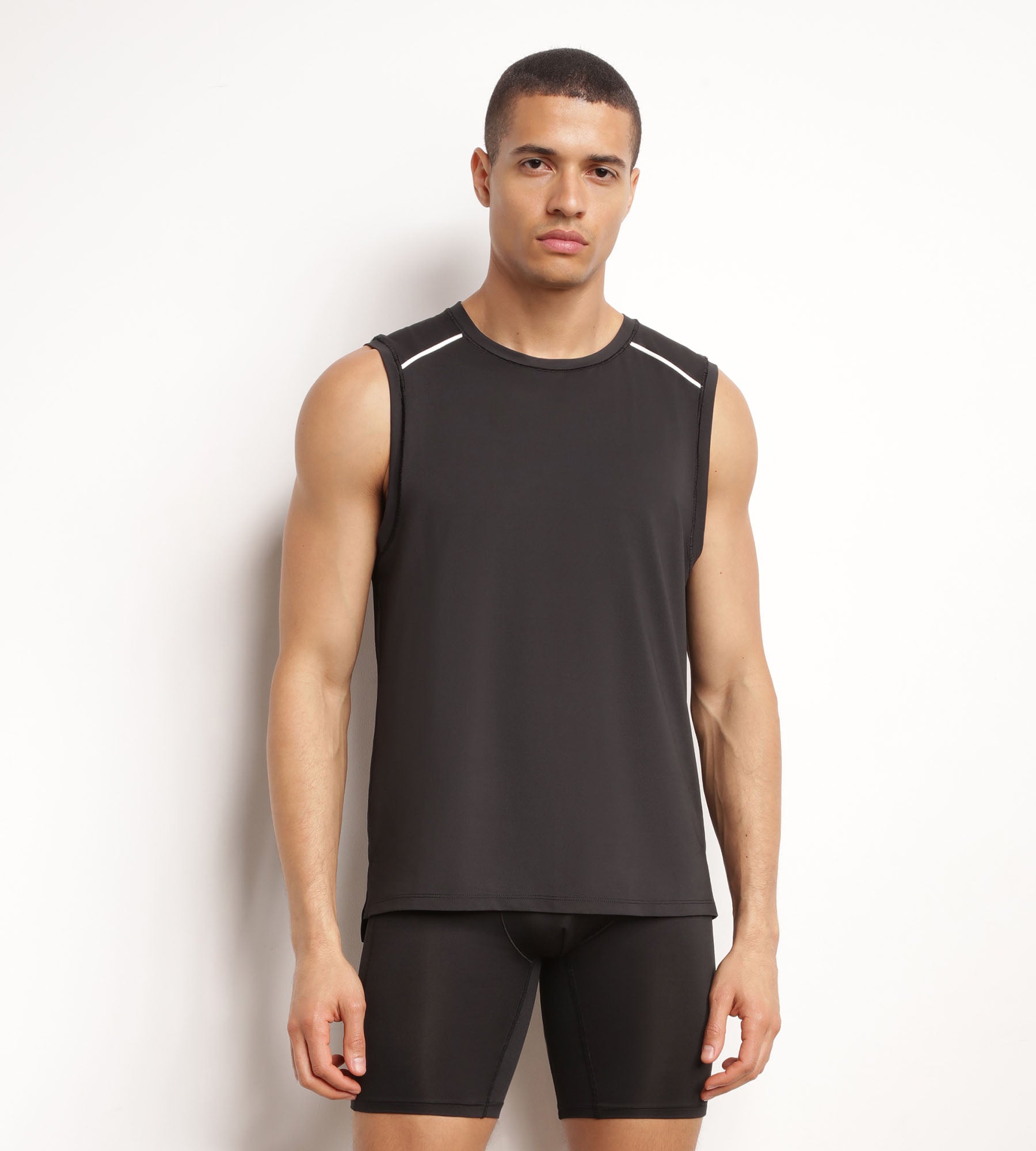 Men's Breathable Sports Tank Top - Black Dim Move - Perfect for Gym, Running & Workouts