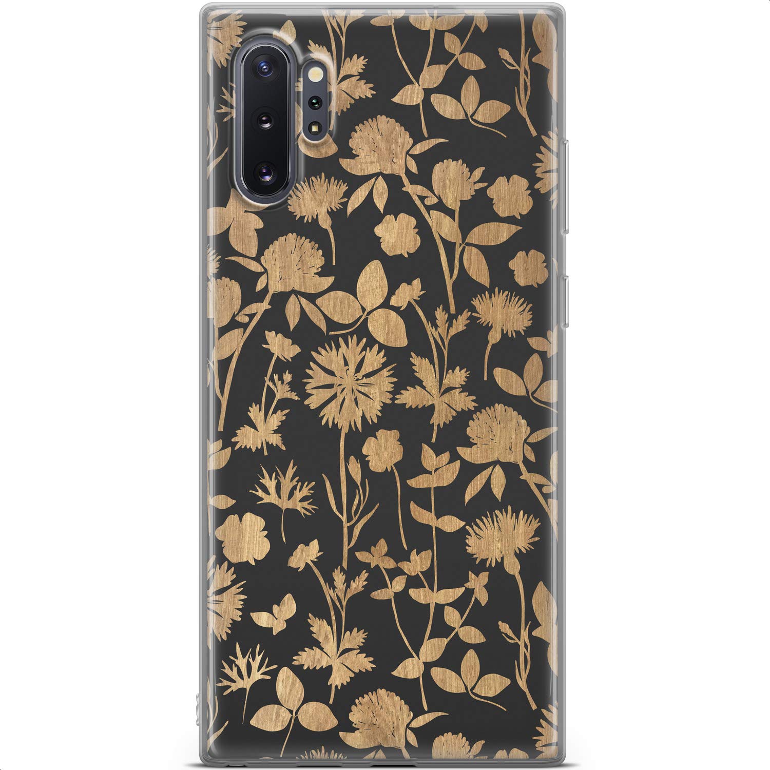 Samsung Galaxy S24 S23 Ultra S22 5G Plus S21 FE S20 S10 Floral Wooden TPU Phone Case - Slim Protective Silicone Cover with Corn Flowers & Wildflowers Design for Women | Perfect for Everyday Use, Work & Travel