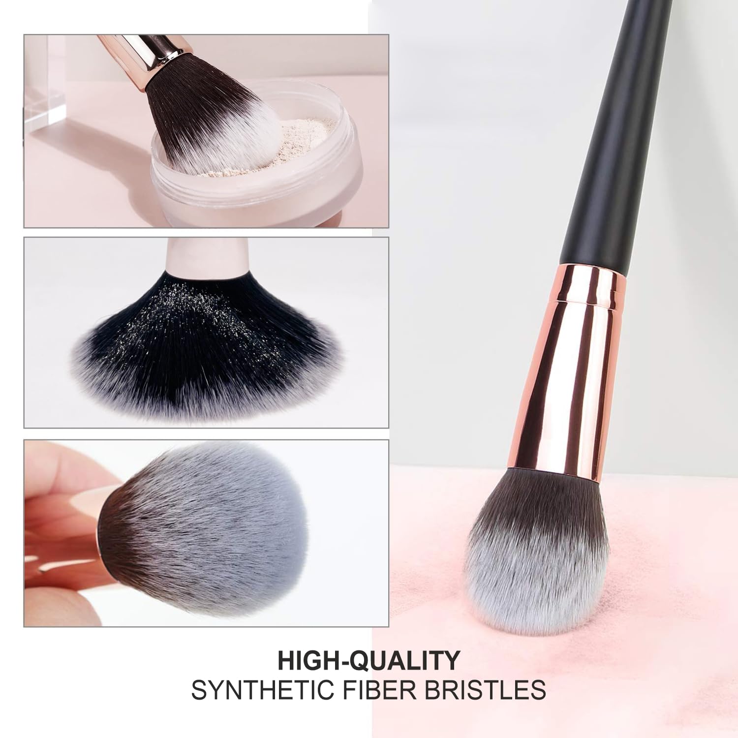 Verymiss Large Fan Brush for Makeup - Professional Powder & Blush Brush for Flawless Blending - Perfect for Contouring, Highlighting, and Setting Powder
