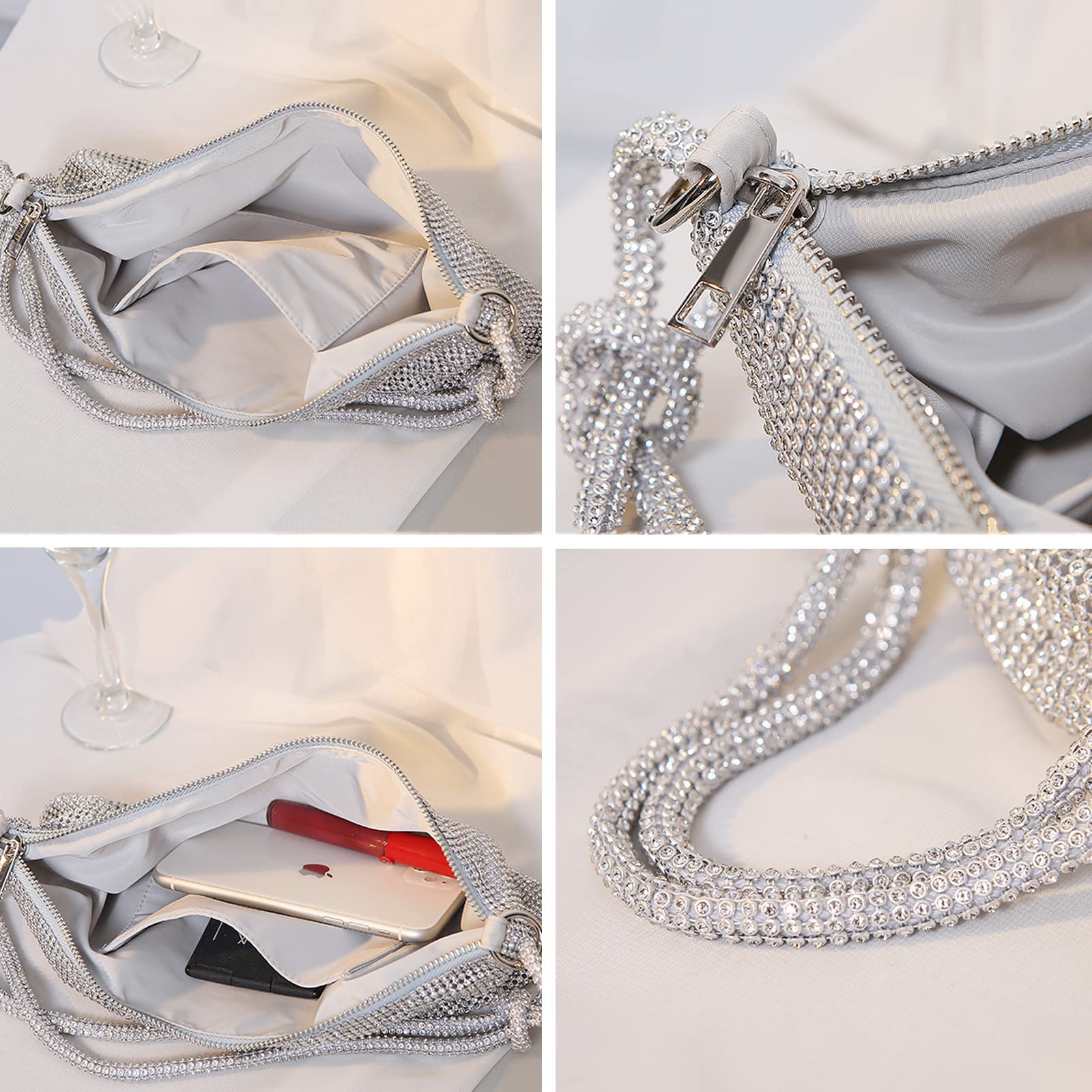 Sparkly Rhinestone Evening Clutch Purse for Women - Elegant Crystal Bling Shoulder Bag & Handbag for Parties, Weddings, and Special Occasions