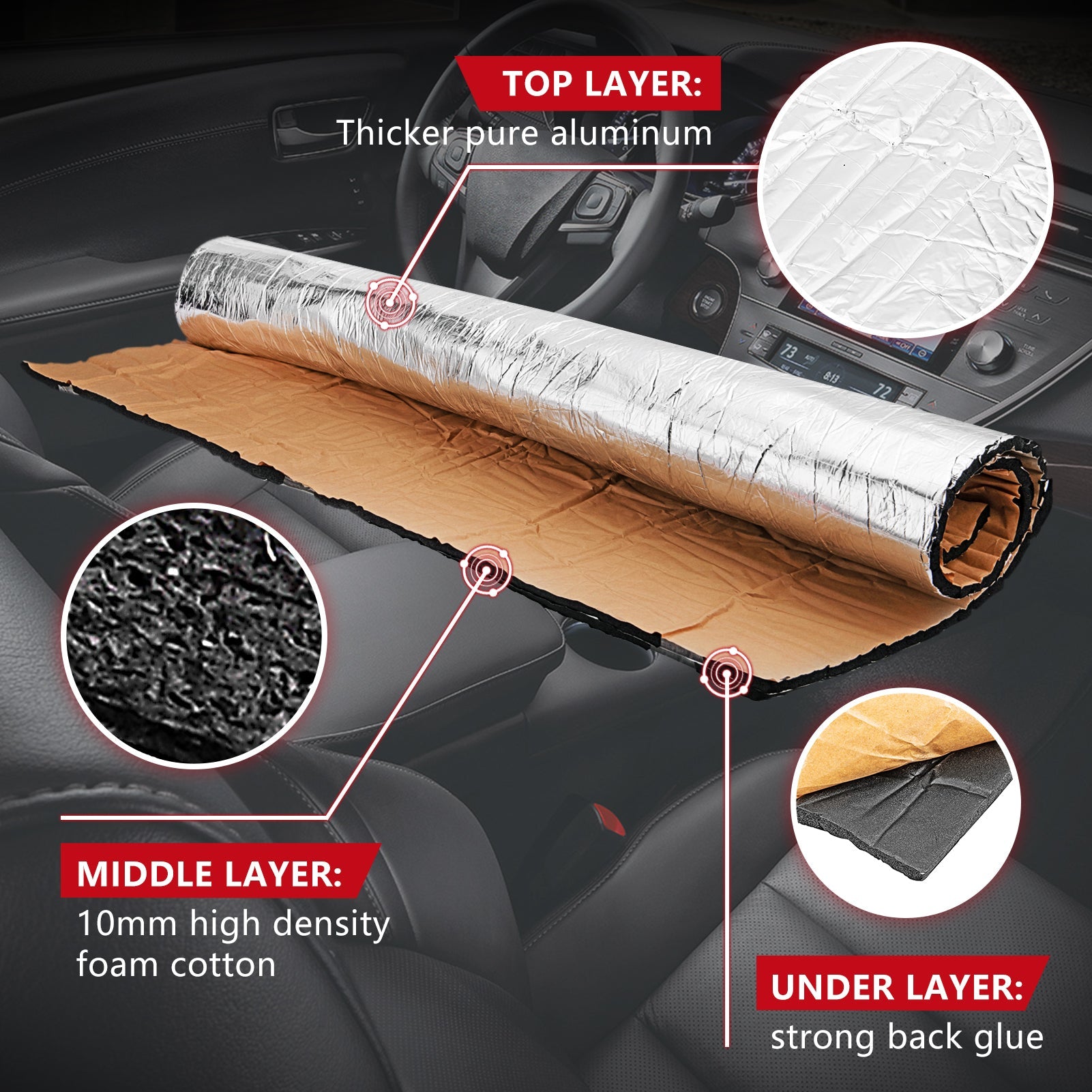 24x40 Inch (394mil) Self-Adhesive Sound Deadener Mat - Heat Shield & Noise Insulation for Motorcycle Engines - Perfect for Reducing Engine Noise & Heat in Cruisers, Touring Bikes & Custom Builds