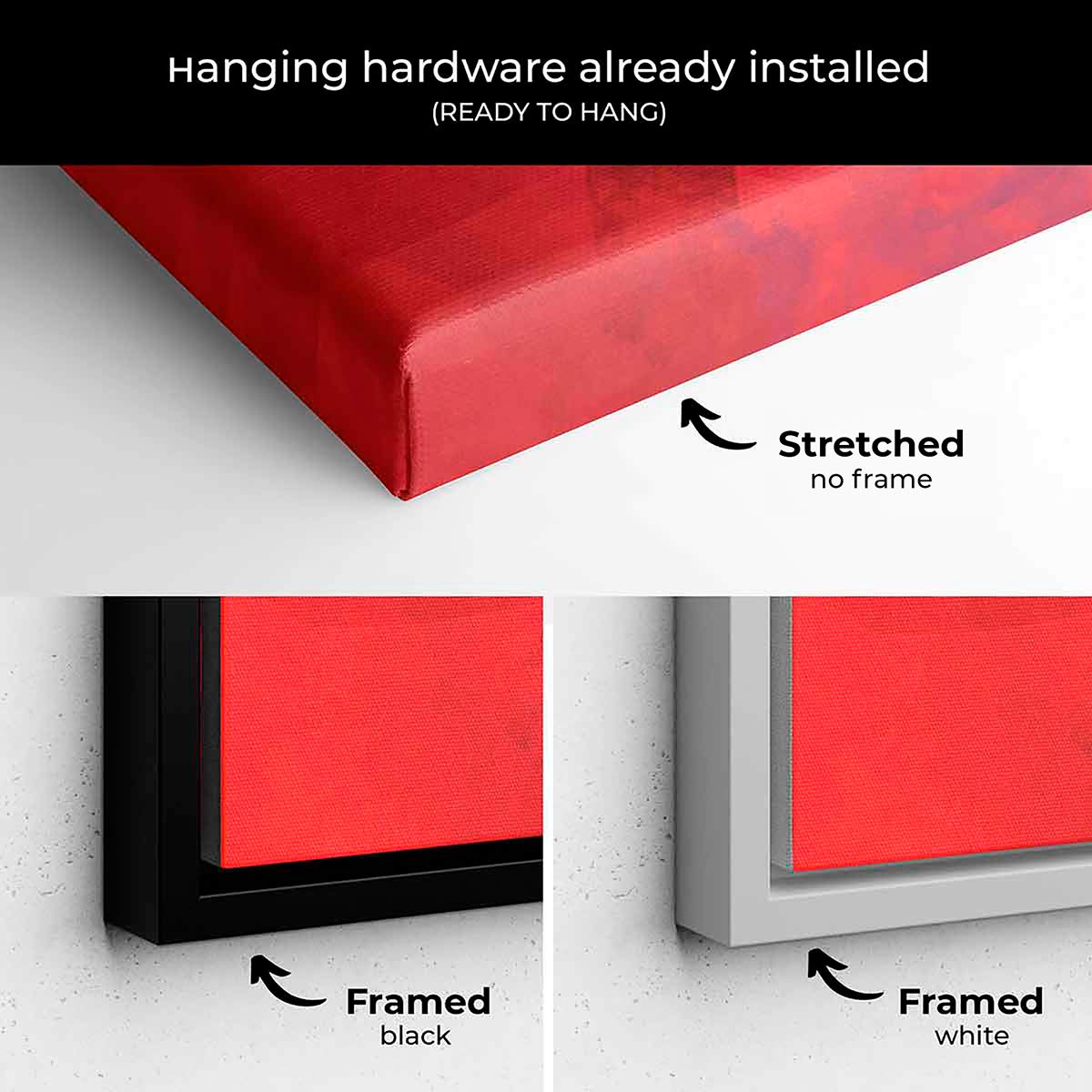 Red Shades Wall Art Canvas 1498 - Modern Abstract Painting for Living Room, Bedroom & Office Decor | Large Framed Canvas Print for Home & Commercial Spaces