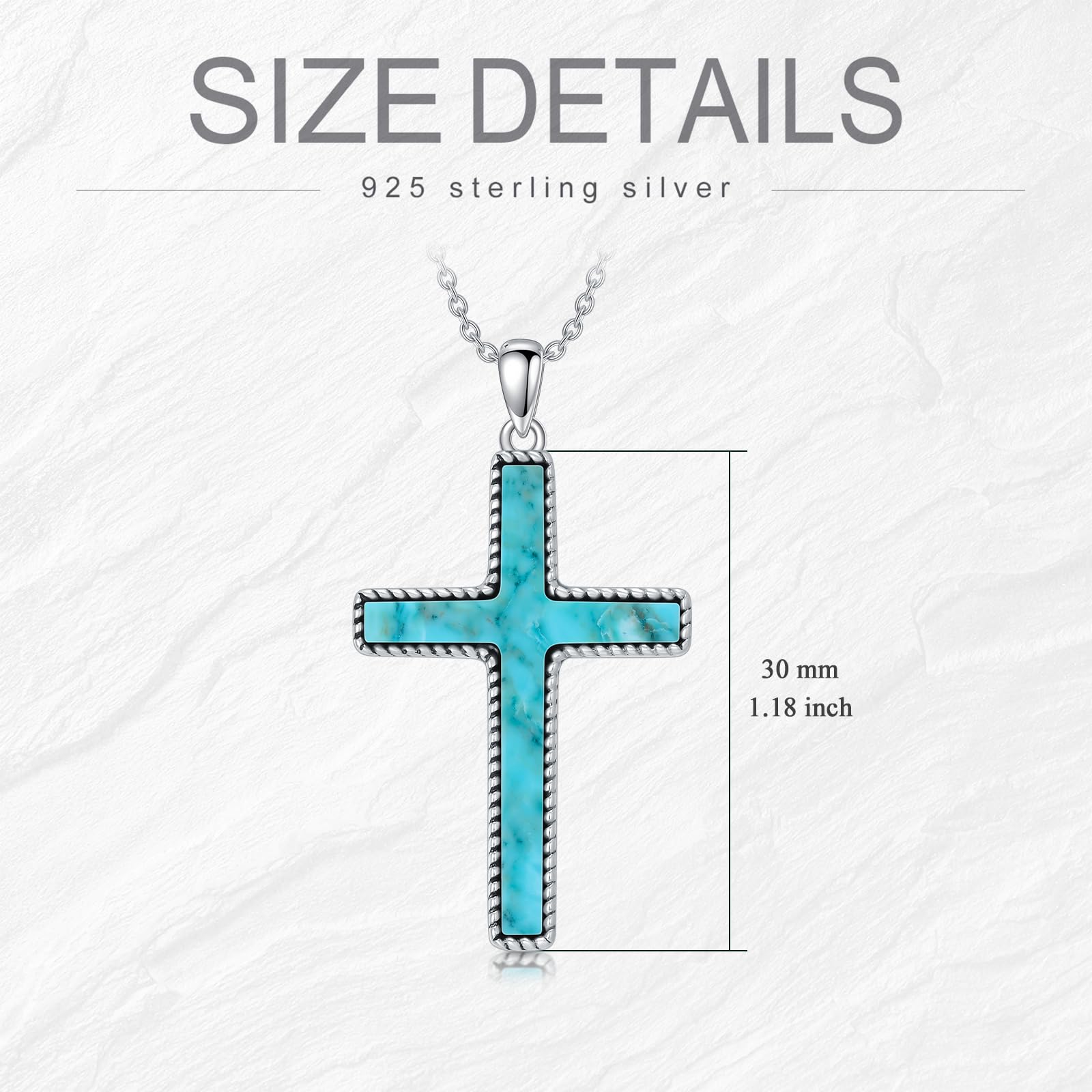 925 Sterling Silver Turquoise Cross Necklace for Women - Lapis Lazuli Religious Pendant Boho Western Jewelry, Perfect Gift for Christmas, Birthday, Baptism & Special Occasions