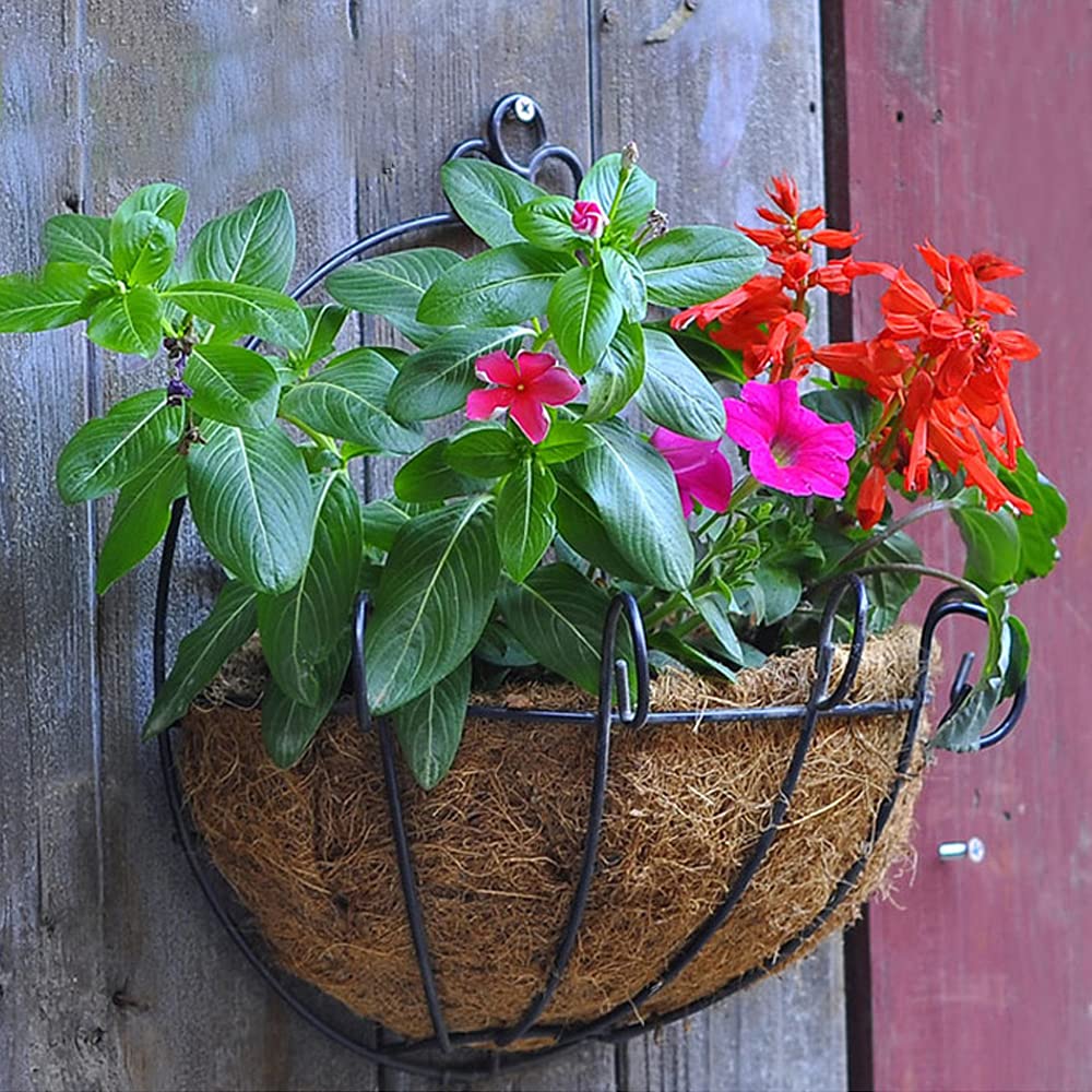 2 Pack Thick Coco Coir Liners for Hanging Baskets - 12 Inch Semicircle Coconut Fiber Plant Basket Liners, Insulating Flower Pot Basket Coconut Mat for Indoor/Outdoor Garden Decor & Plant Hangers - Perfect for Ferns, Petunias & Flowering Plants