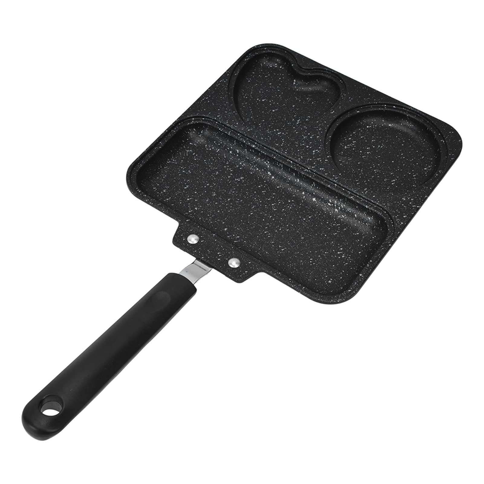 3 in 1 Aluminum Egg Frying Pan with Handle - Non Stick Square Omelette Pan for Breakfast, Perfect for Eggs, Pancakes & Sandwiches - Ideal for Home Kitchen & Camping Cooking