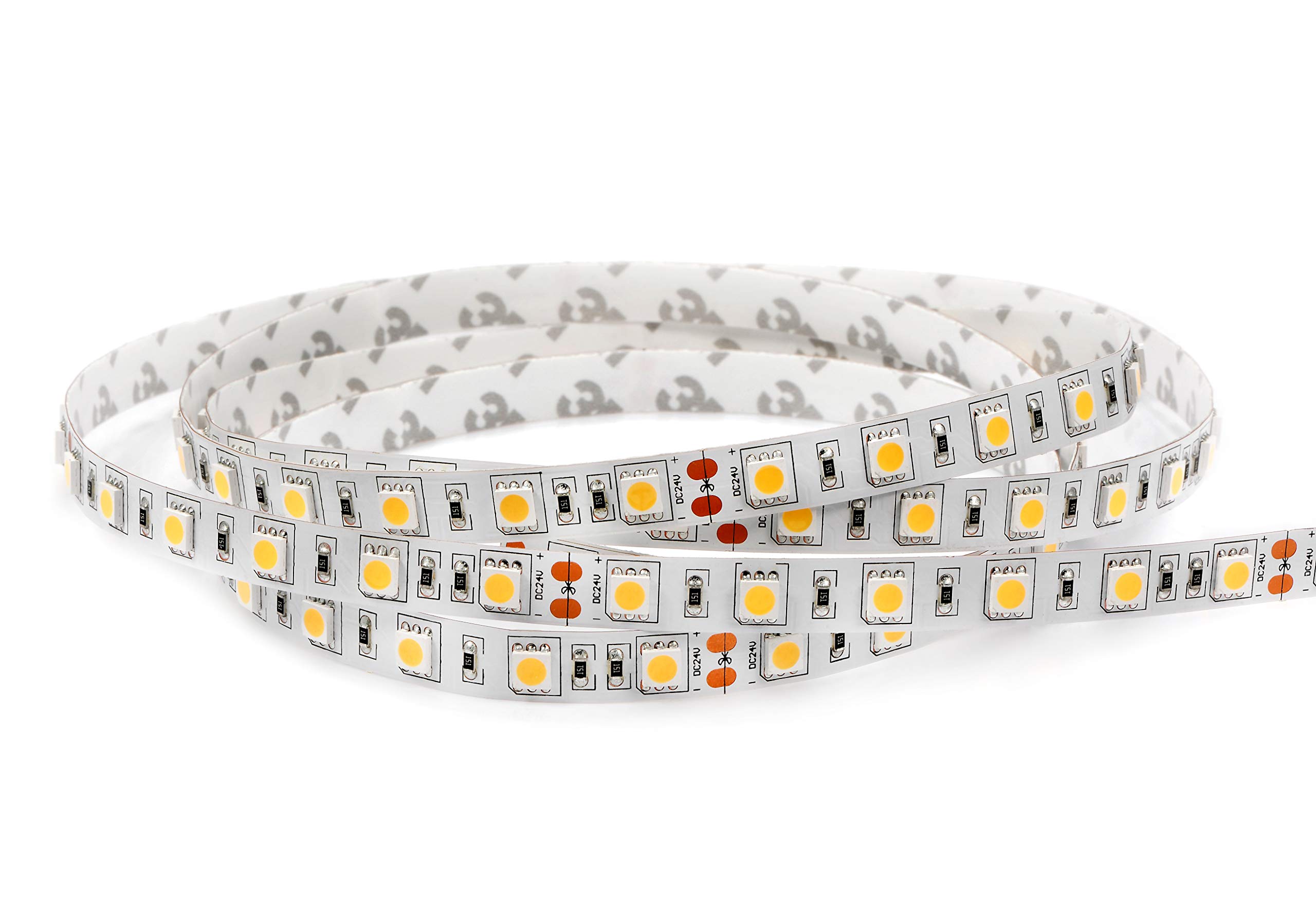 Flexible LED Strip Lights 24V 72W SMD5050 300 LEDs - 16.4Ft Daylight White 4000K Waterproof Tape Light for Bedroom, Kitchen, Garden, Bar & Car Decoration - UL Listed (E477884) IP20 - Perfect for Home Lighting, DIY Projects & Interior Design