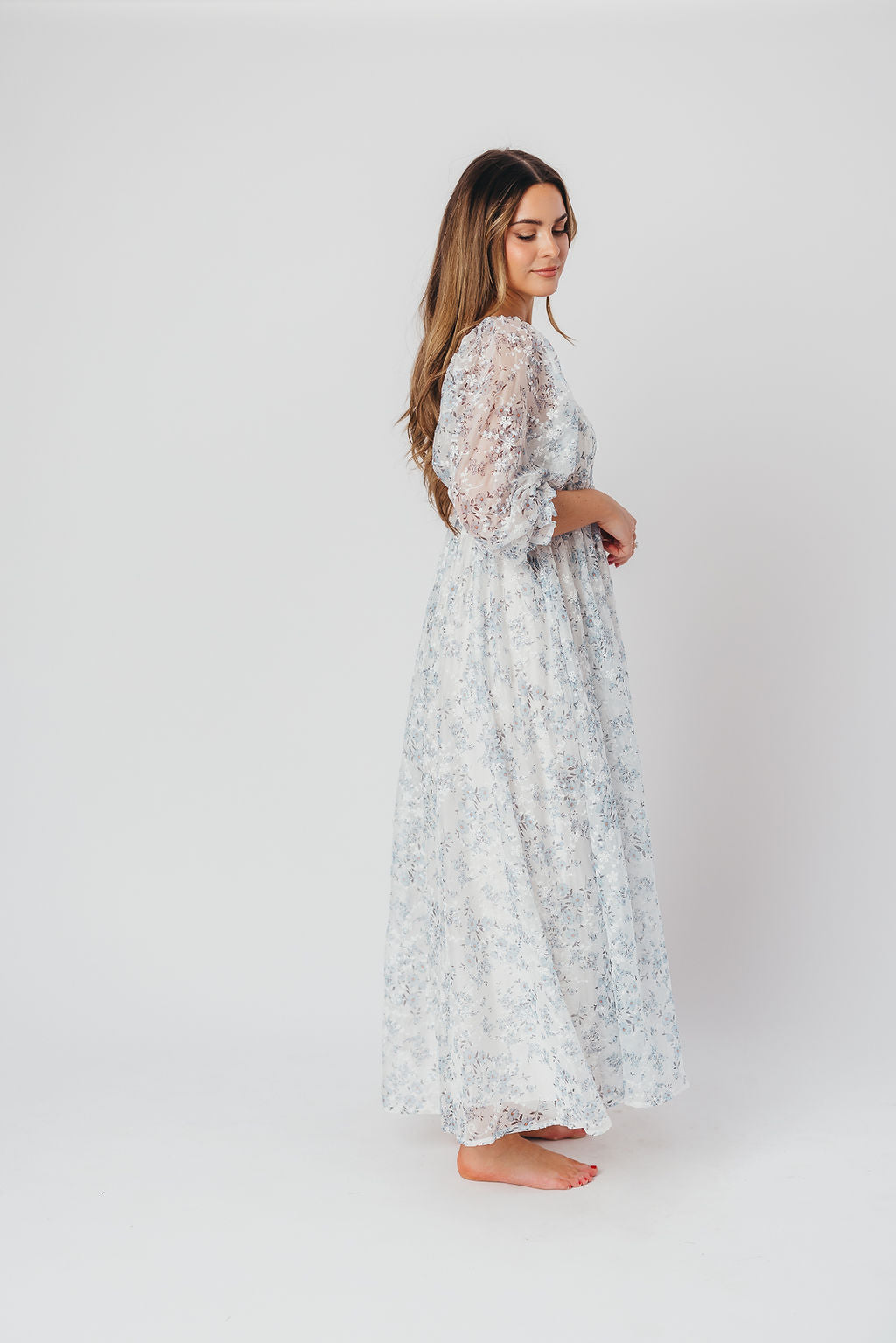 Blue and White Smocked Maxi Dress for Women - Bump Friendly Maternity & Inclusive Sizing (S-3XL) | Perfect for Beach Vacations, Summer Weddings & Casual Outings
