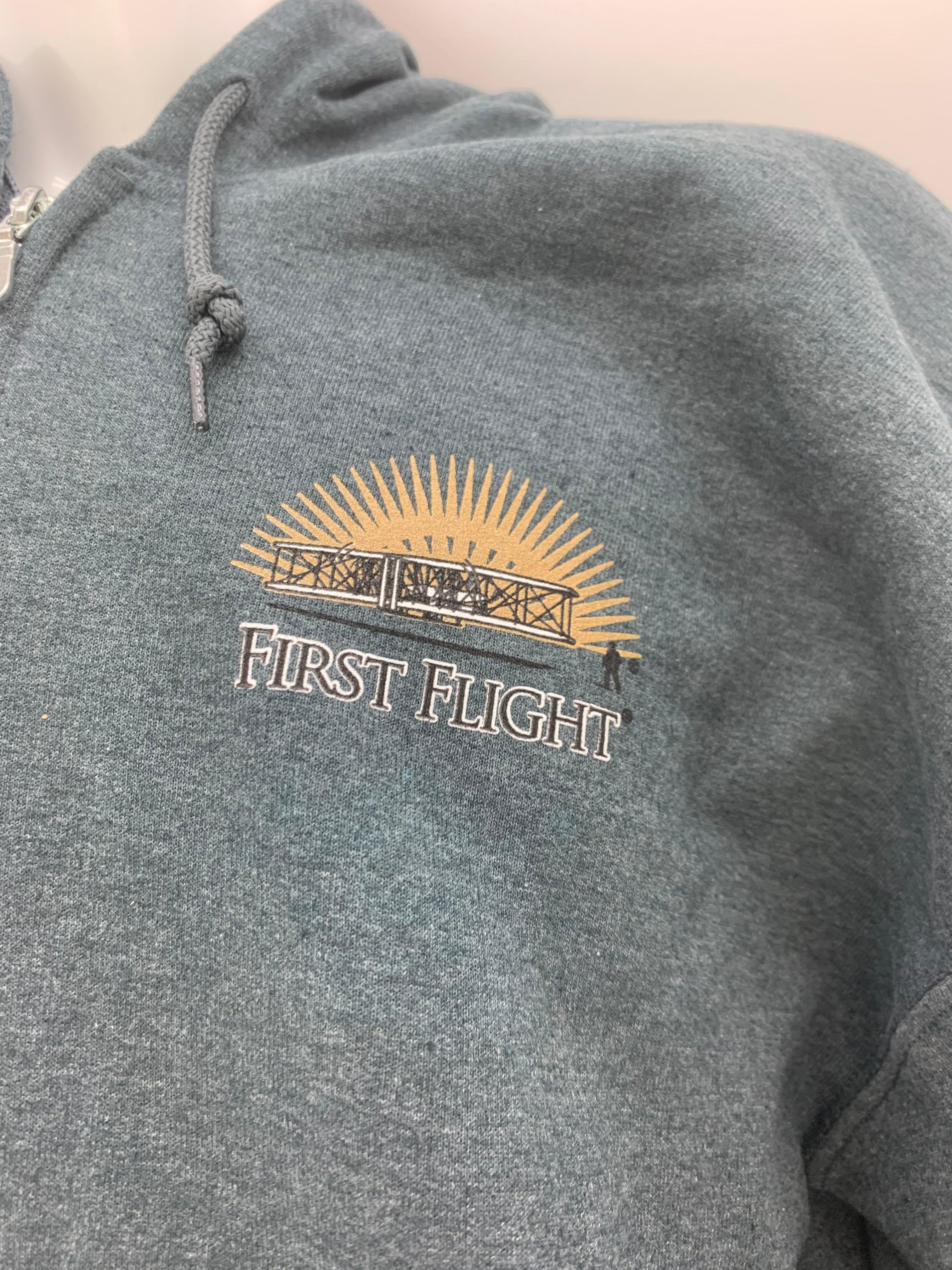 First Flight Sweatshirt - Heather Gray Pullover Hoodie for Men & Women | Cozy Casual Wear for Travel, College, and Everyday Comfort
