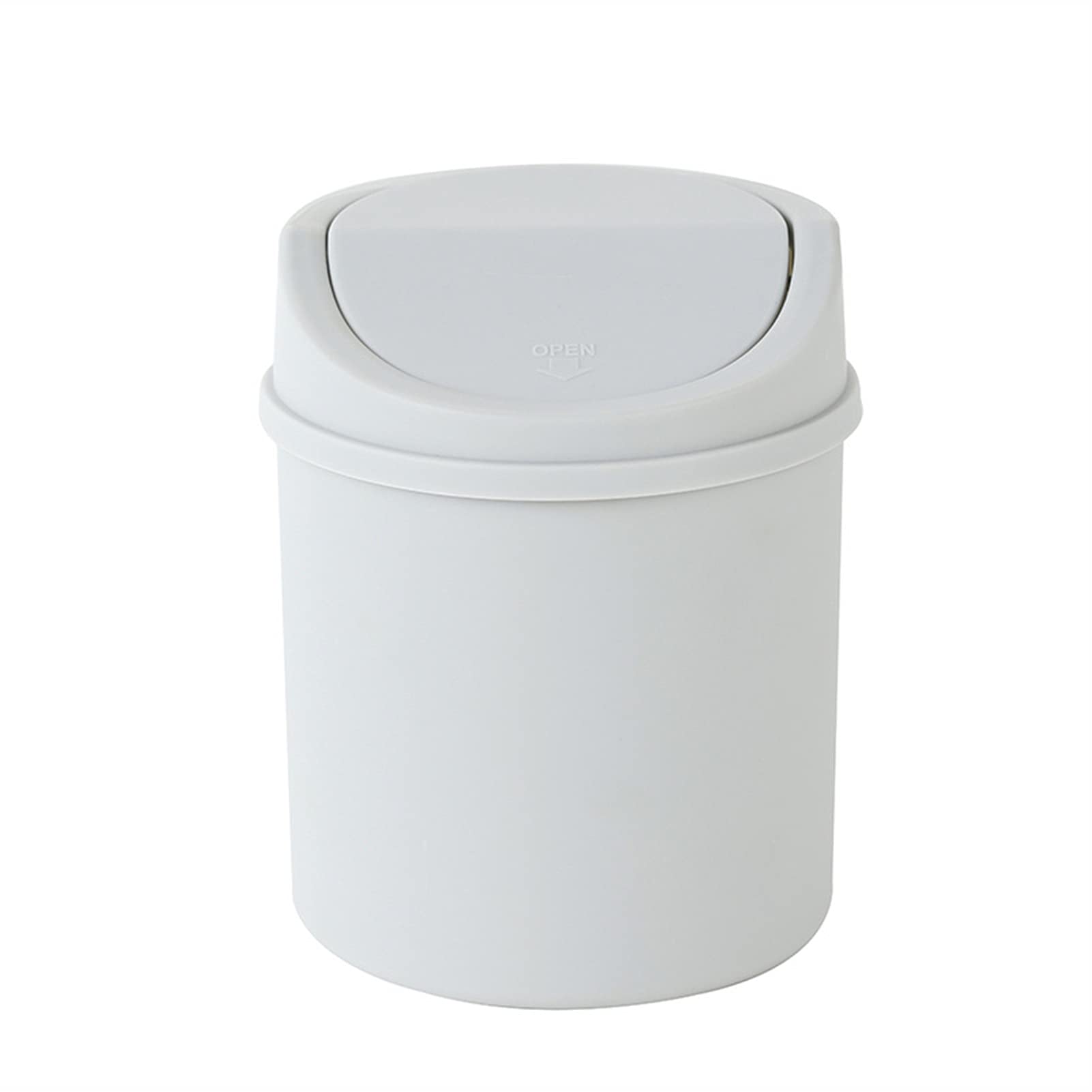 NFEGSIYA Mini Trash Can with Swing Lid - Small Desktop Waste Bin for Office, Home, or Dorm - Perfect for Pencils, Scissors & Paper Clips (Grey) - Ideal for Desk Organization & Workspace Cleanliness