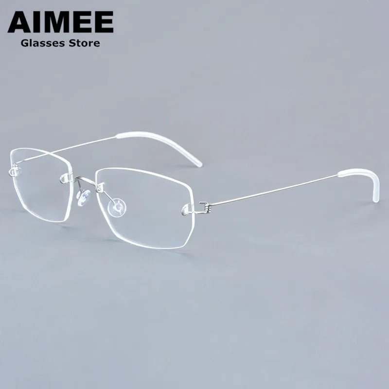 Aimee Women's Rimless Square Screwless Titanium Eyeglasses Frame 92527 - Lightweight Comfort for Work, Reading & Fashion